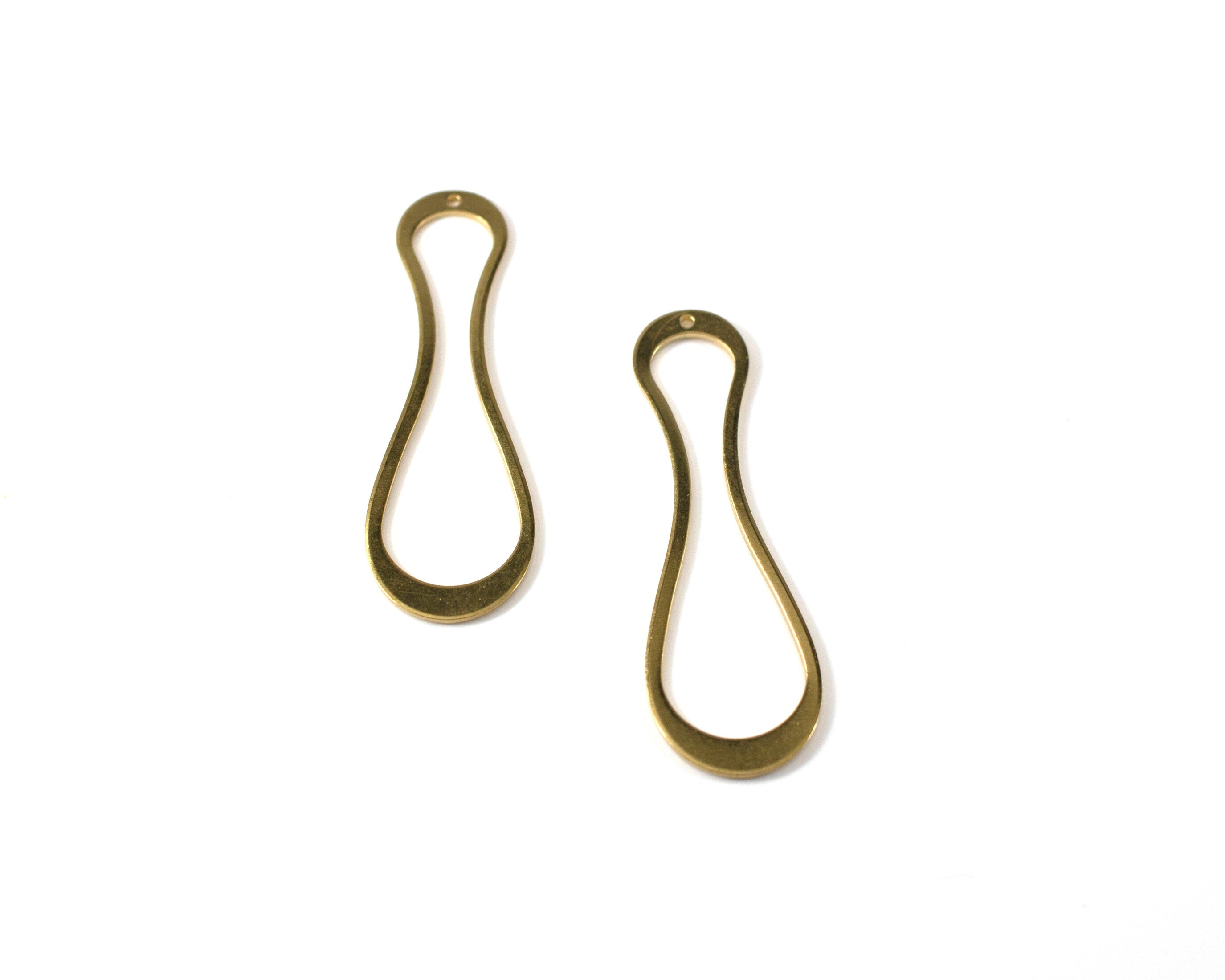 6 x Raw Brass Open Geometric Pendant, 50x15mm (C0019)