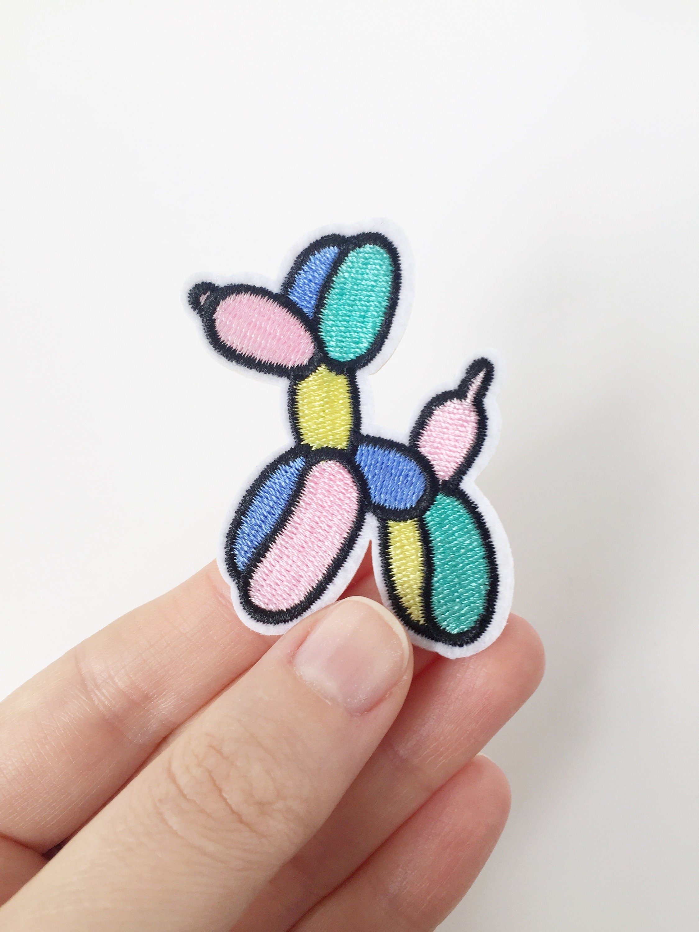 Balloon Dog Iron-on Patch, Embroidered Poodle Applique