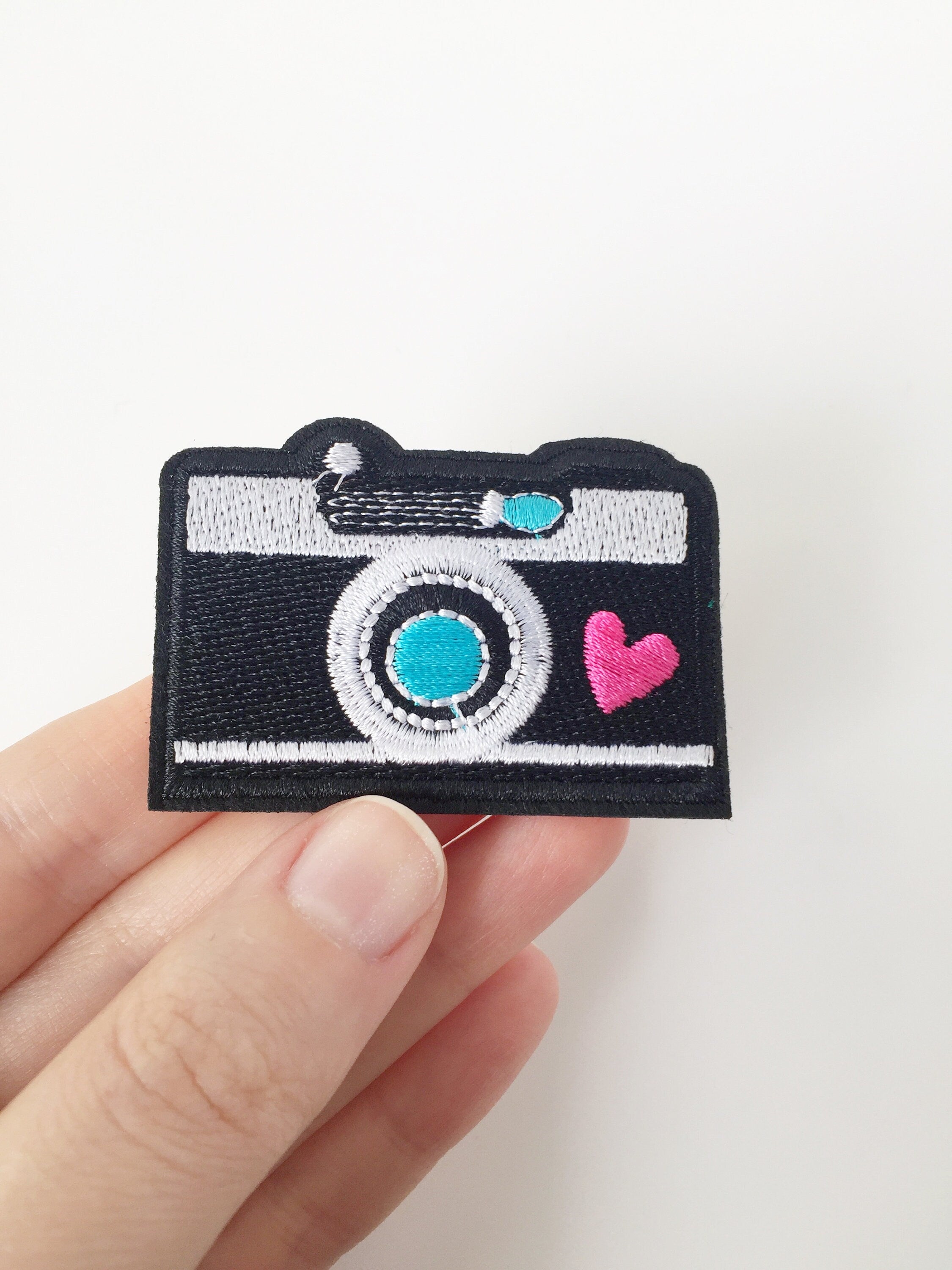 Photo Camera Iron-on Patch, Black Photo Camera Embroidery