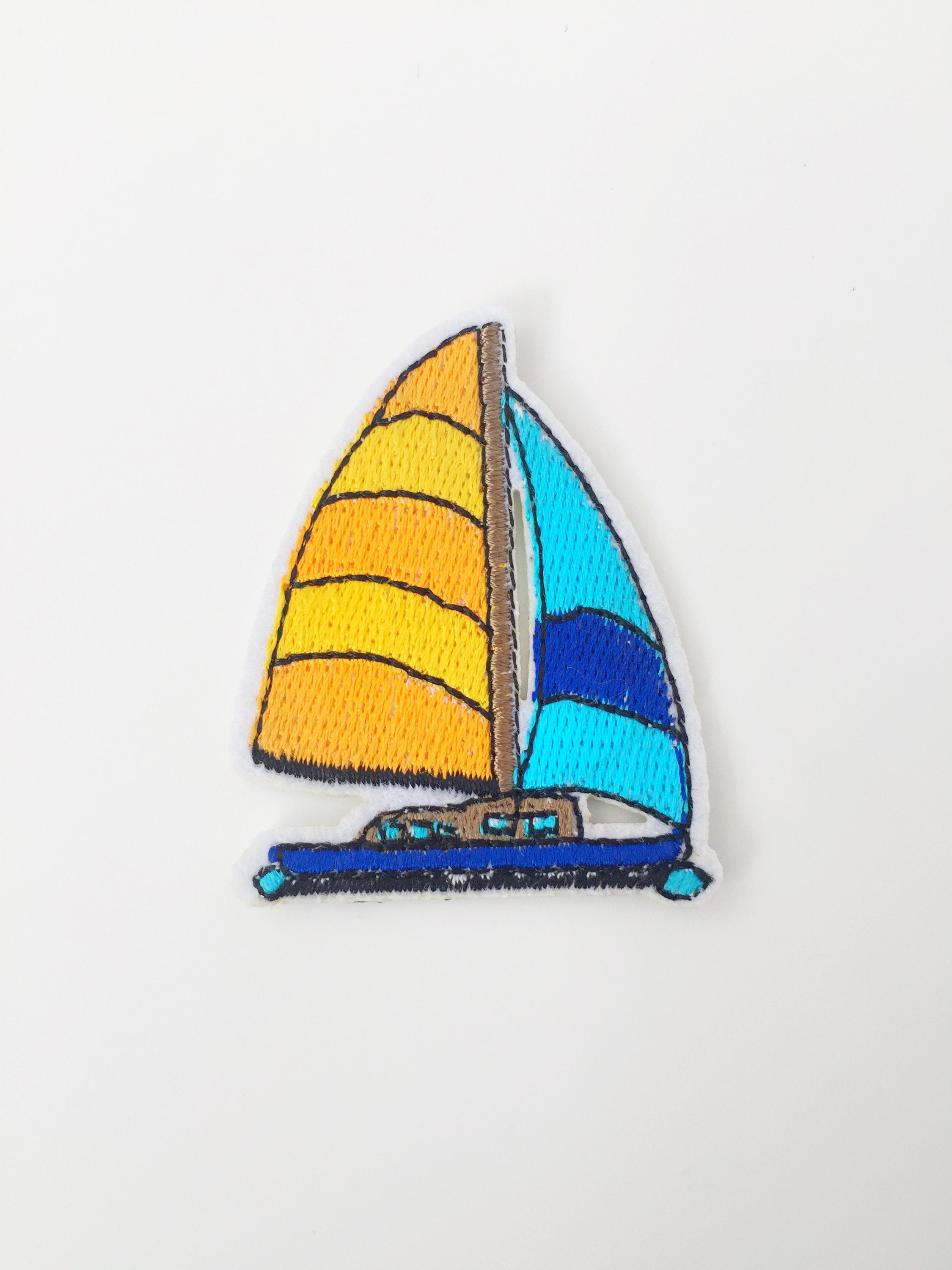 Sail Iron-on Patch, Embroidered Yacht Motif