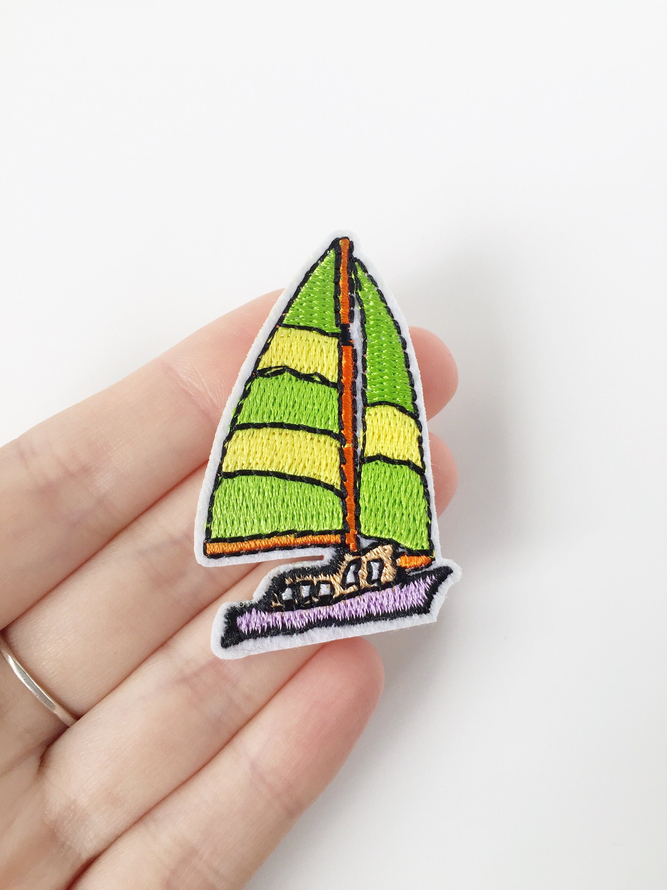 Sail Iron-on Patch, Embroidered Yacht Motif