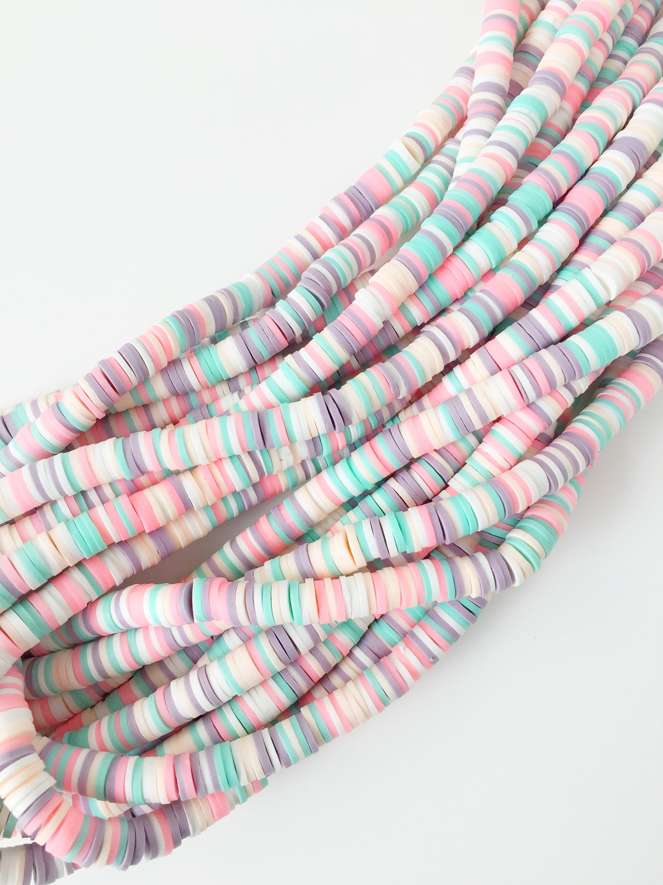 1 strand x 6mm Multicolour Polymer Clay Disc Beads, Vinyl Heishi Beads (1767)