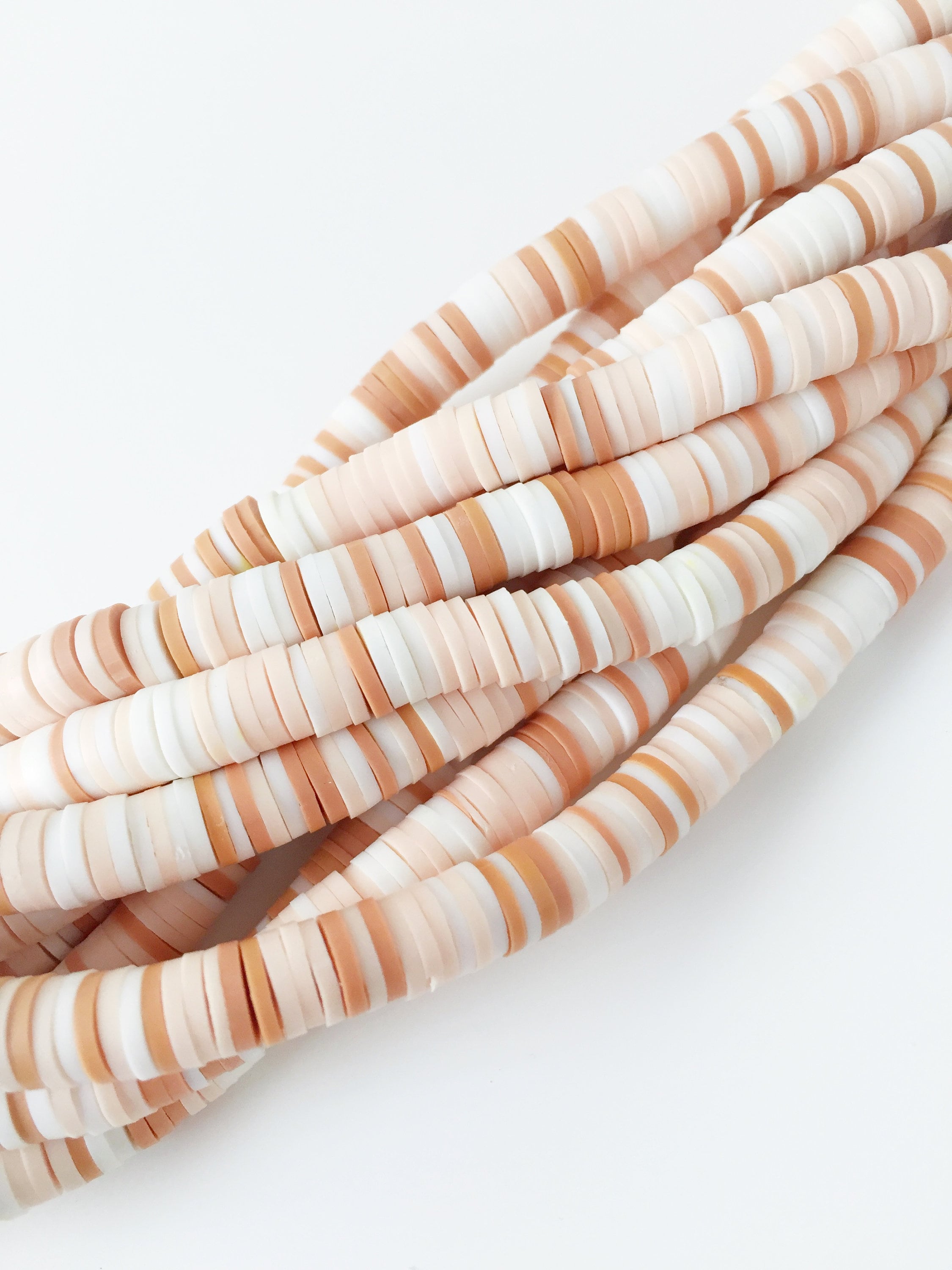 1 strand x 6mm Caramel Brown Polymer Clay Disc Beads, Vinyl Heishi Beads (1768)