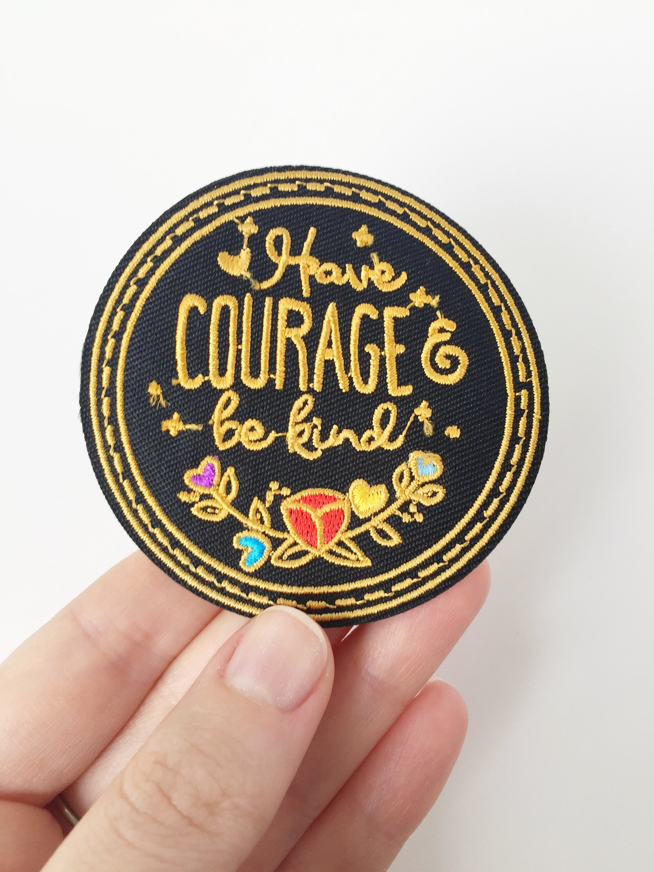 Be Kind Iron-on Patch, Embroidered Courage Badge