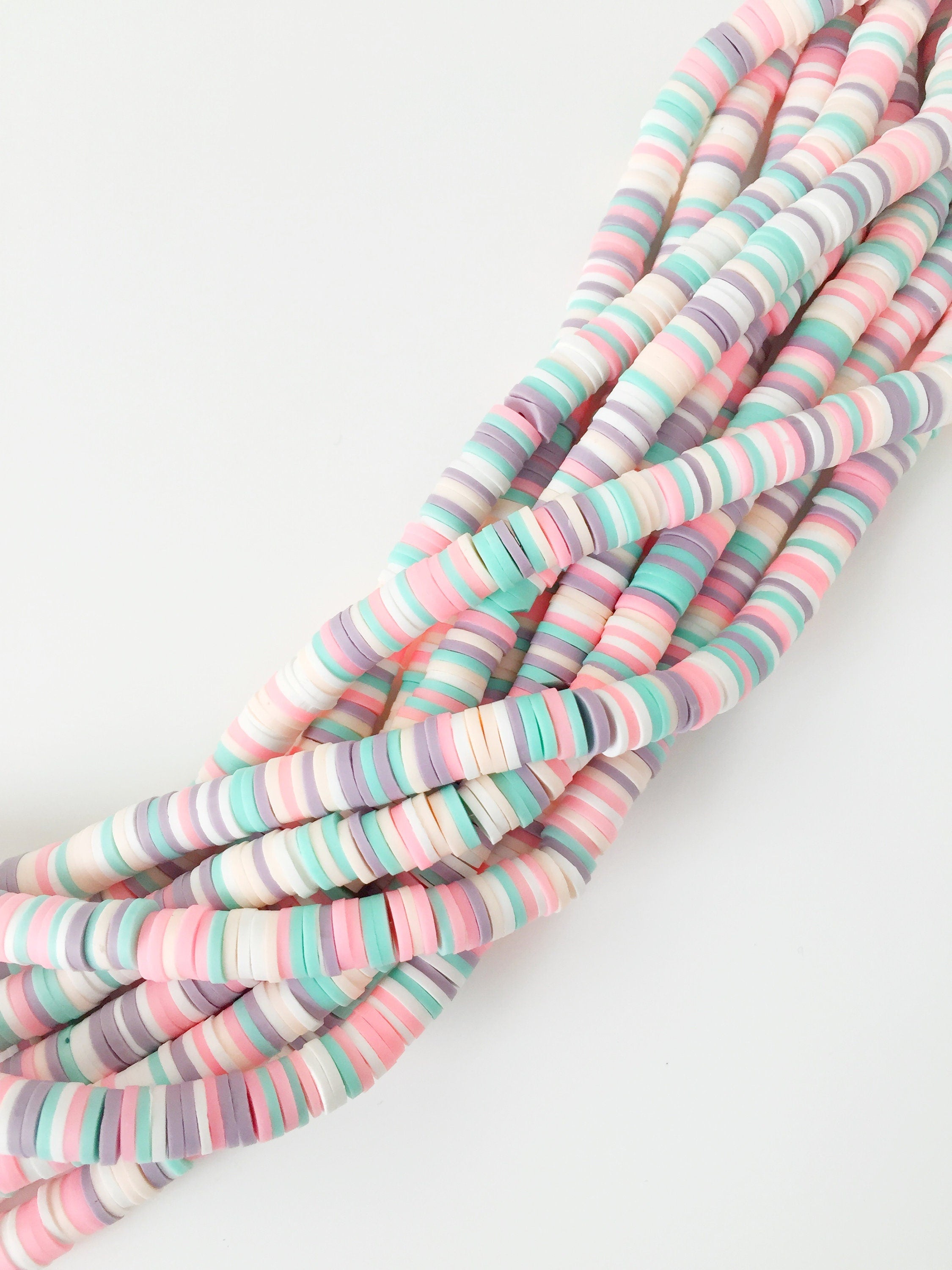 1 strand x 6mm Multicolour Polymer Clay Disc Beads, Vinyl Heishi Beads (1767)