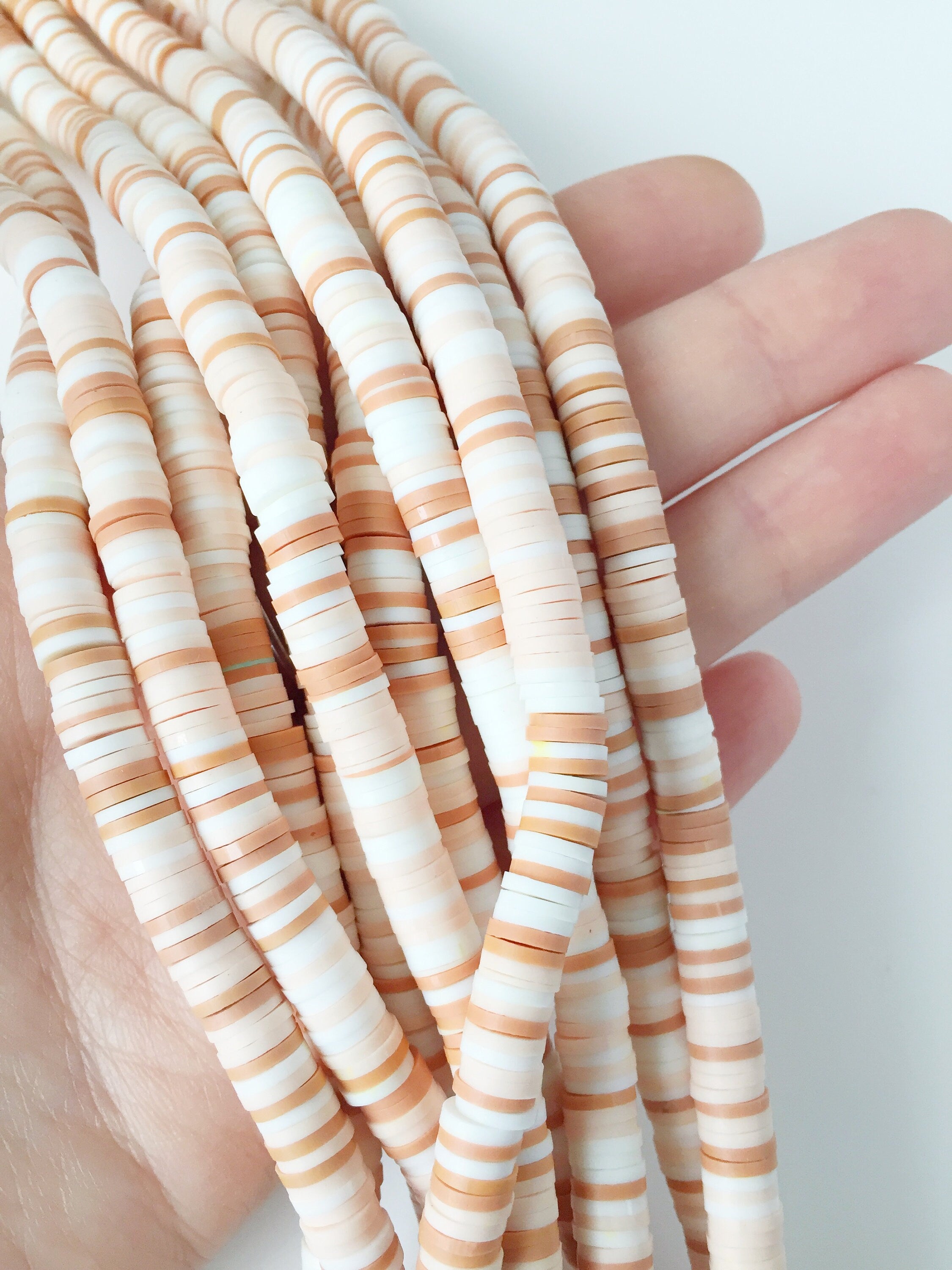 1 strand x 6mm Caramel Brown Polymer Clay Disc Beads, Vinyl Heishi Beads (1768)