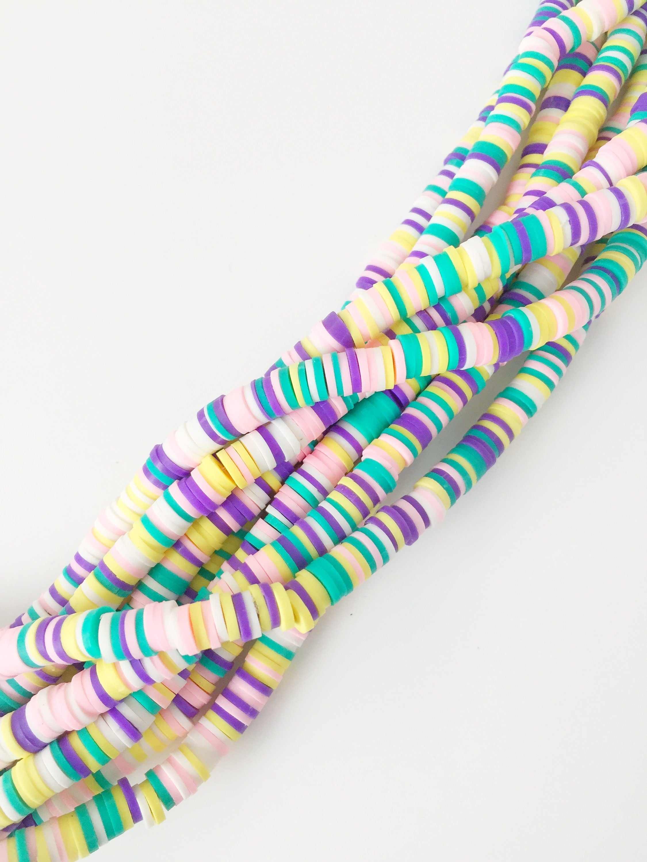 1 strand x 6mm Multicolour Polymer Clay Disc Beads, Vinyl Heishi Beads (1763)