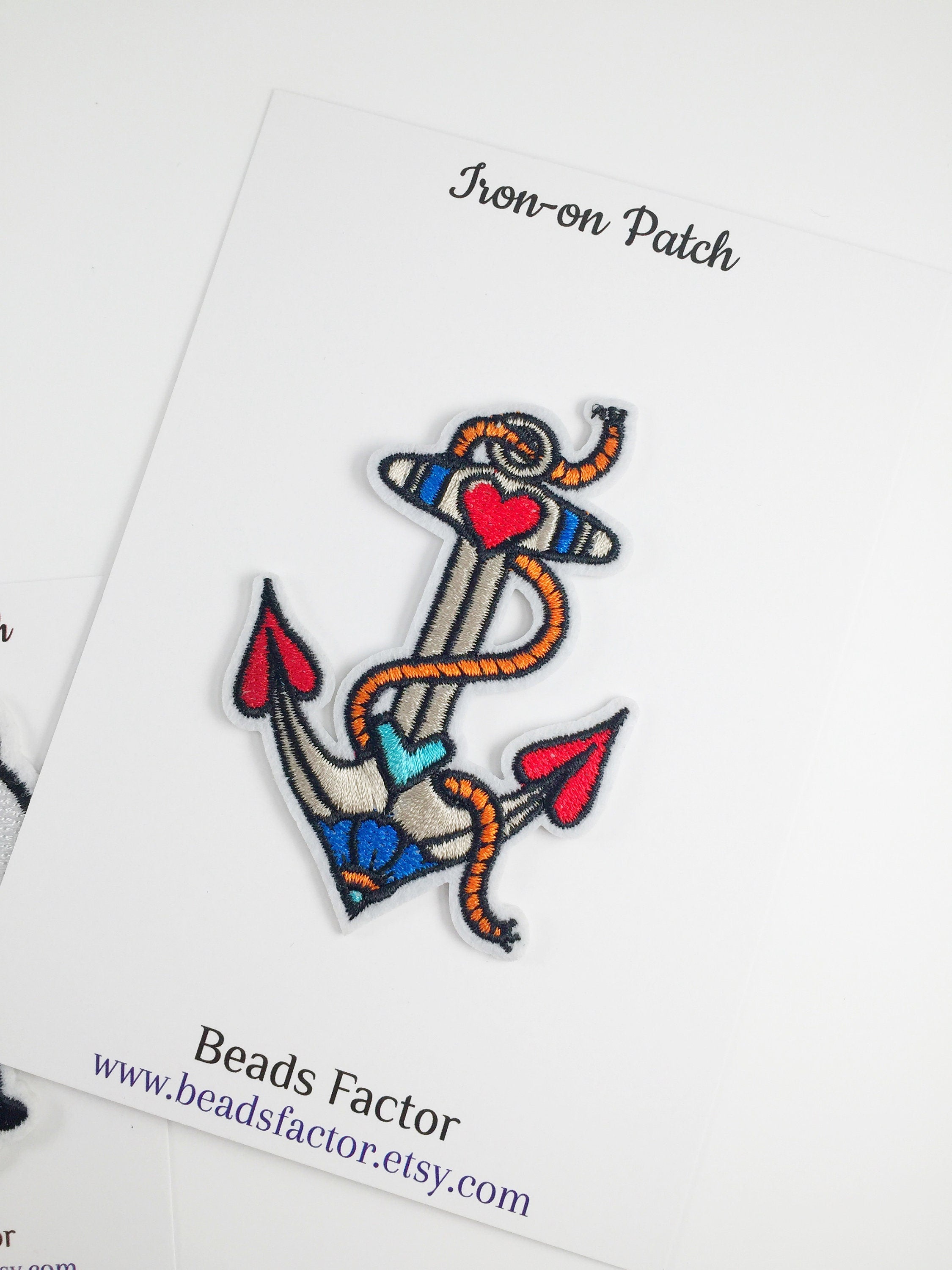 Anchor Iron-on Patch, Embroidered Sailor Badge (P089)