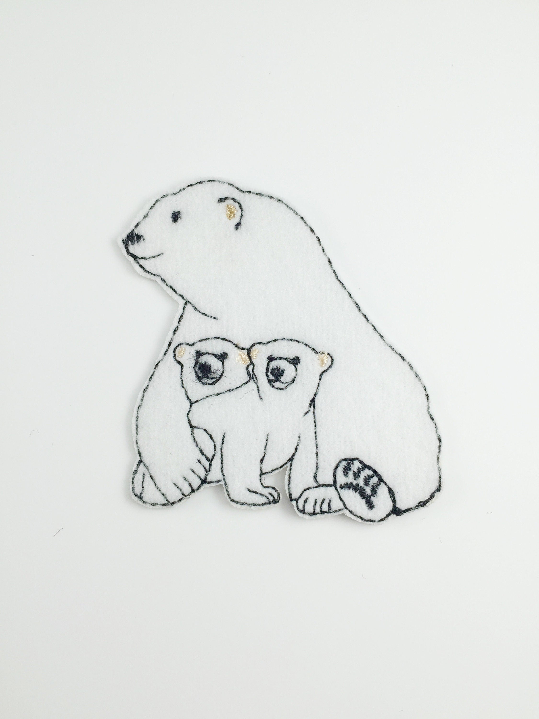 Polar Bear Iron-on Patch, Embroidered Mama and Baby Bears Applique (P090)