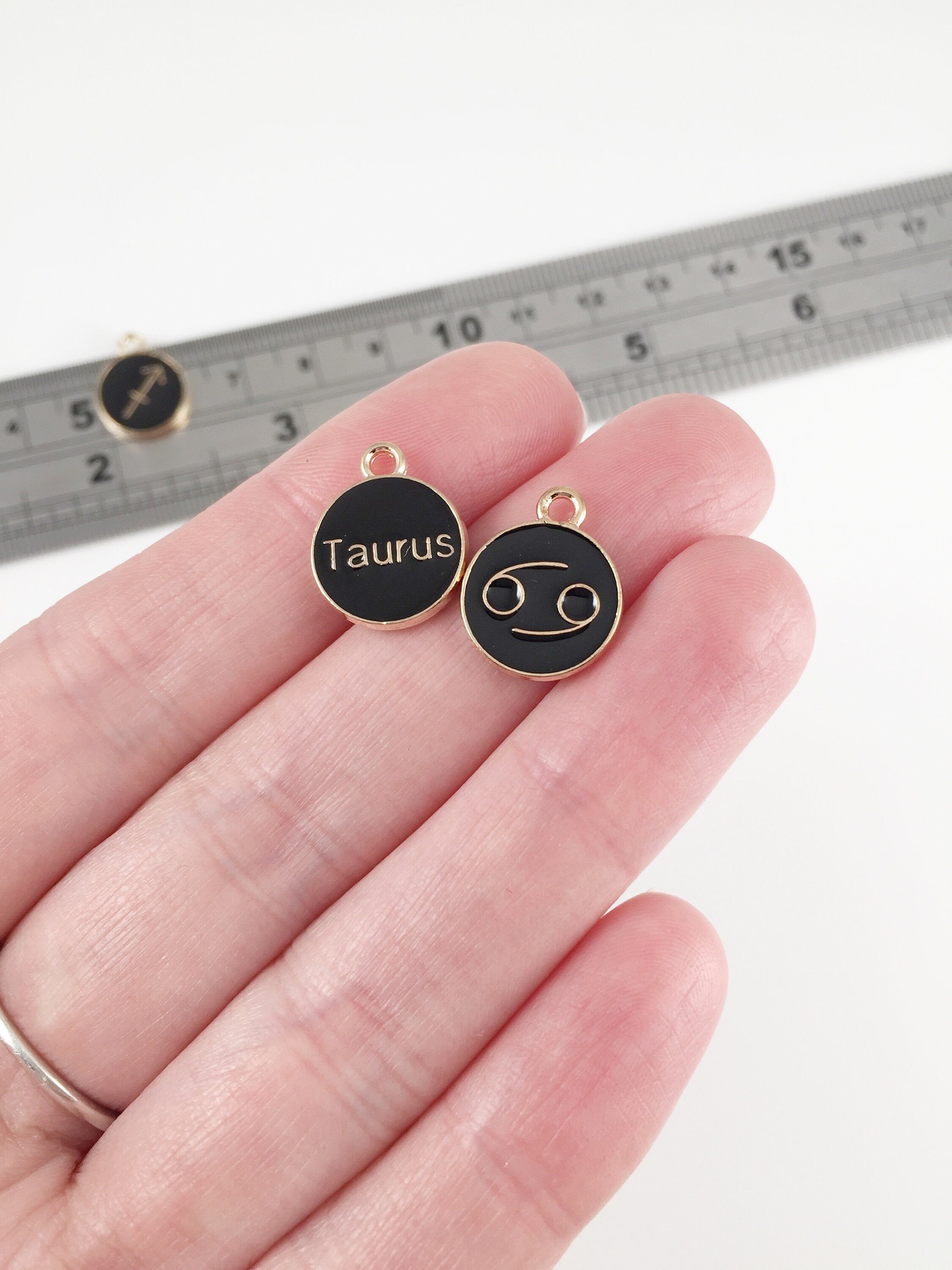 12 x Black Enamel Constellation Charms, 15x12mm (1849)