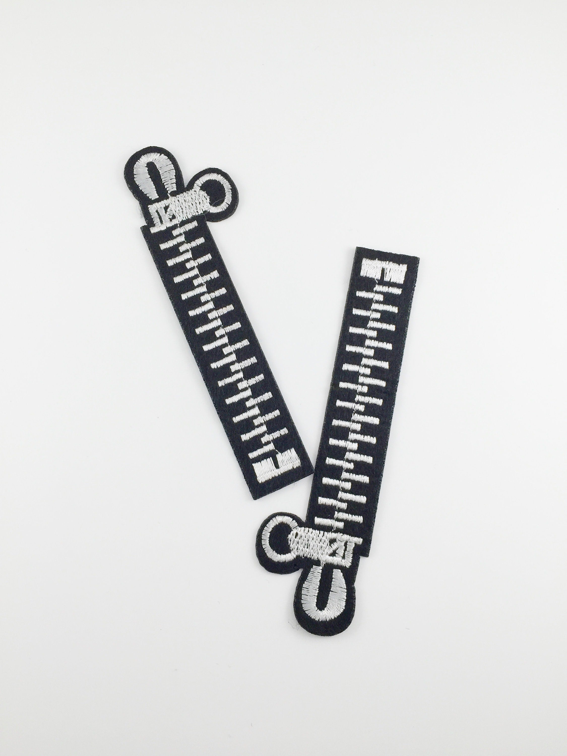 Zipper Iron-on Patch, Embroidered Zipper Clothes Applique