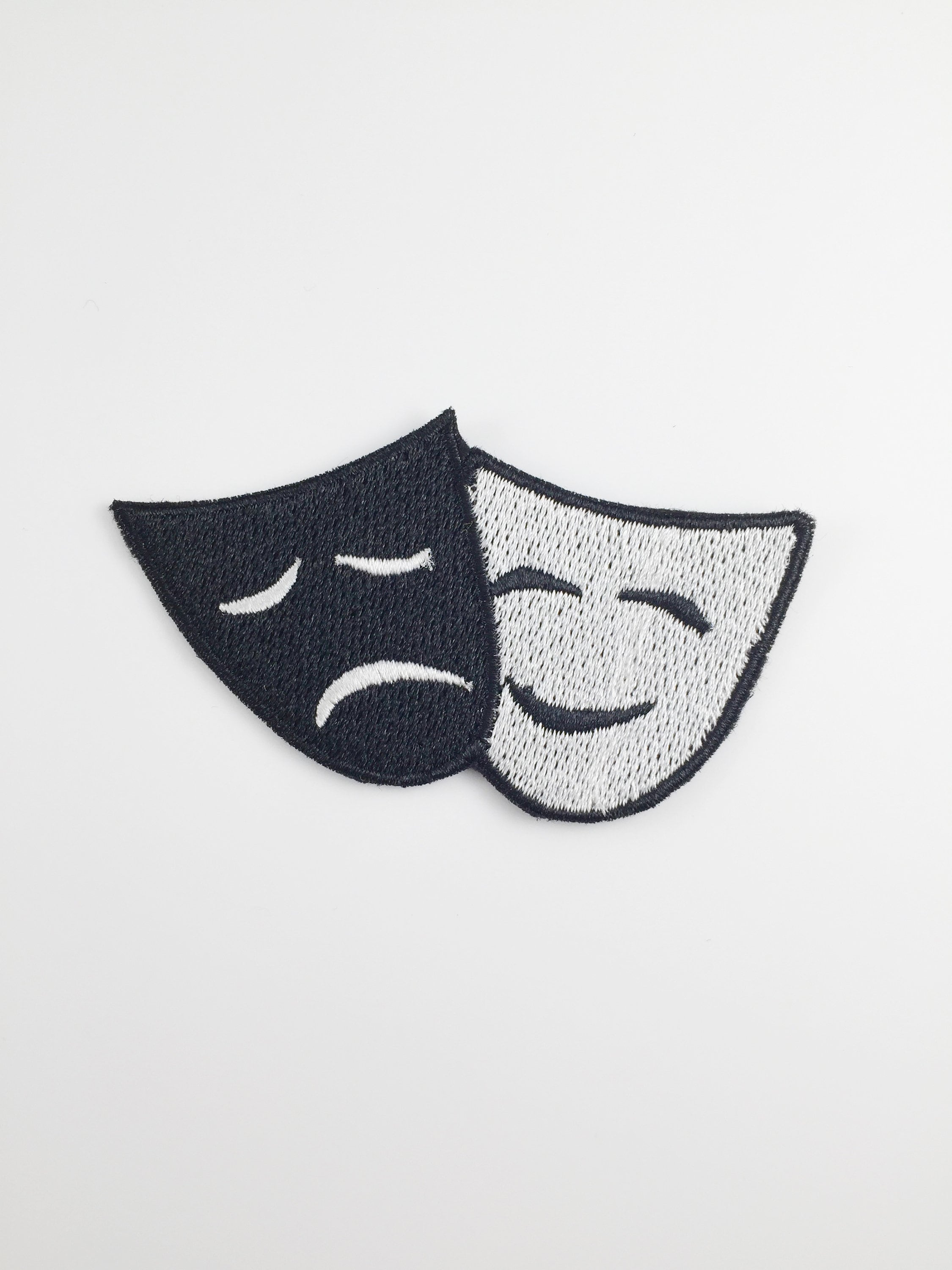Theatre Masks Iron-on Patch, Comedy and Tragedy Applique