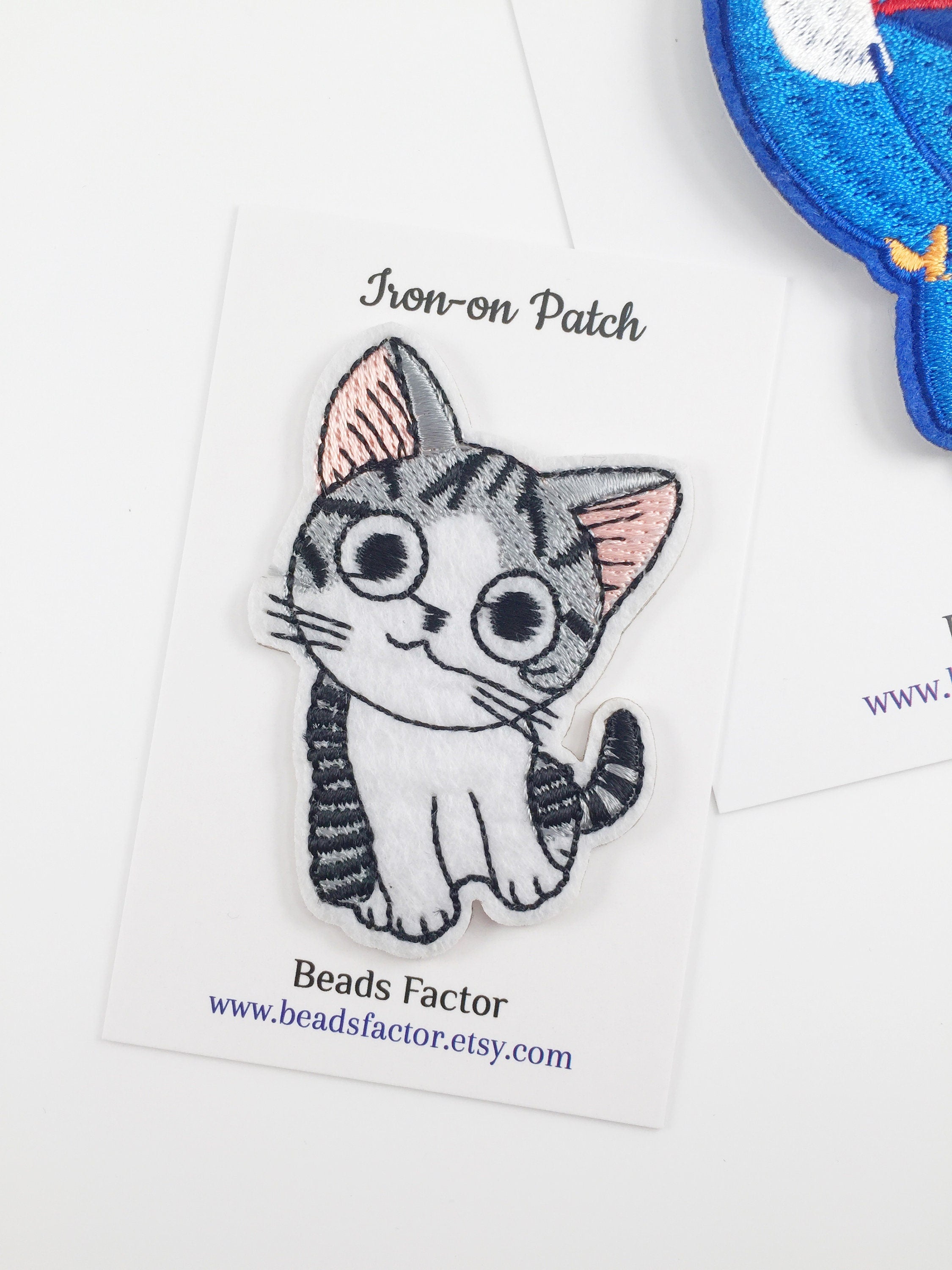 Cartoon Cat Iron-on Patch, Embroidered Kitten Applique