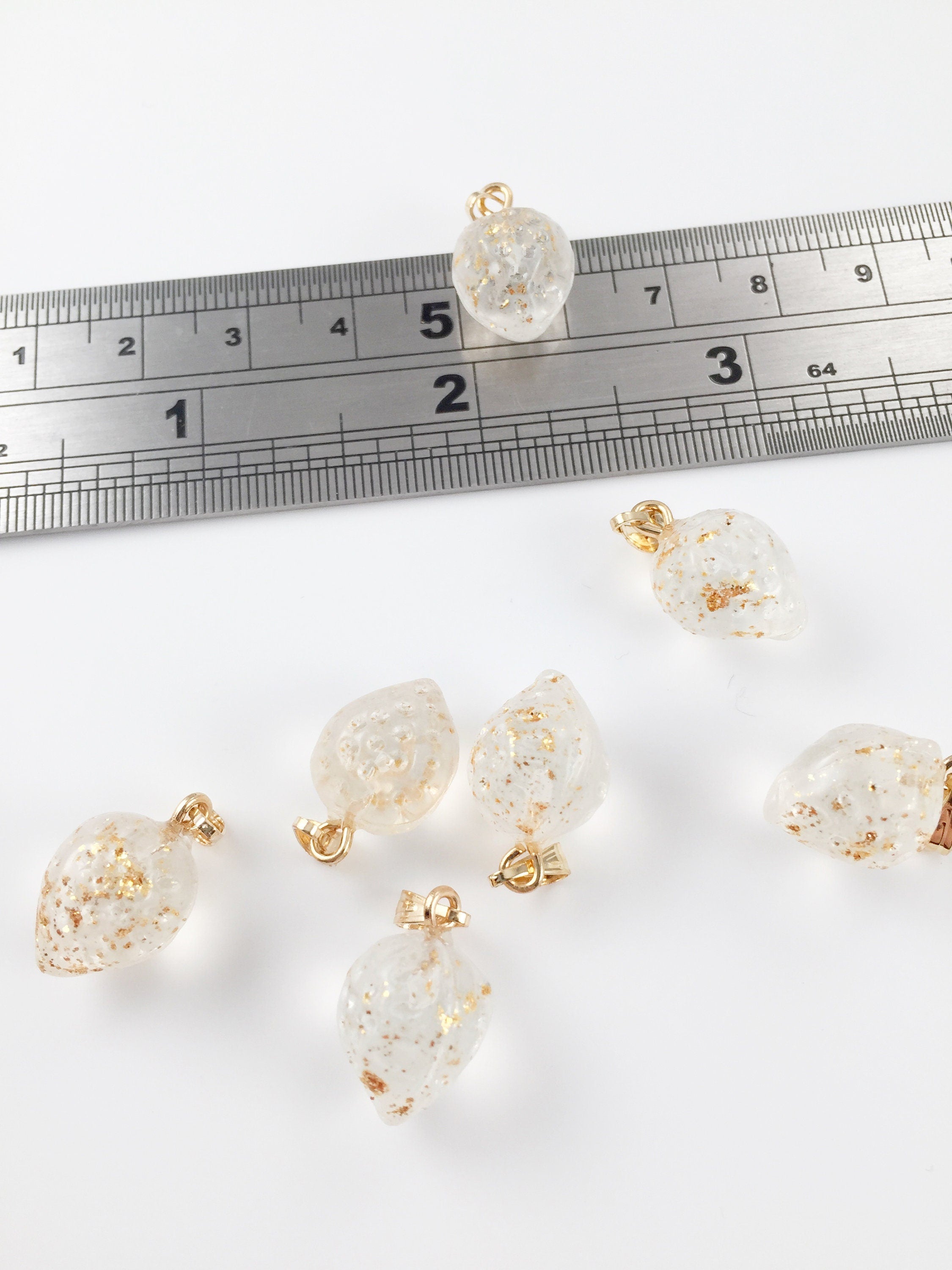 2 x Frosted Glass Strawberry Charms, 16x12mm