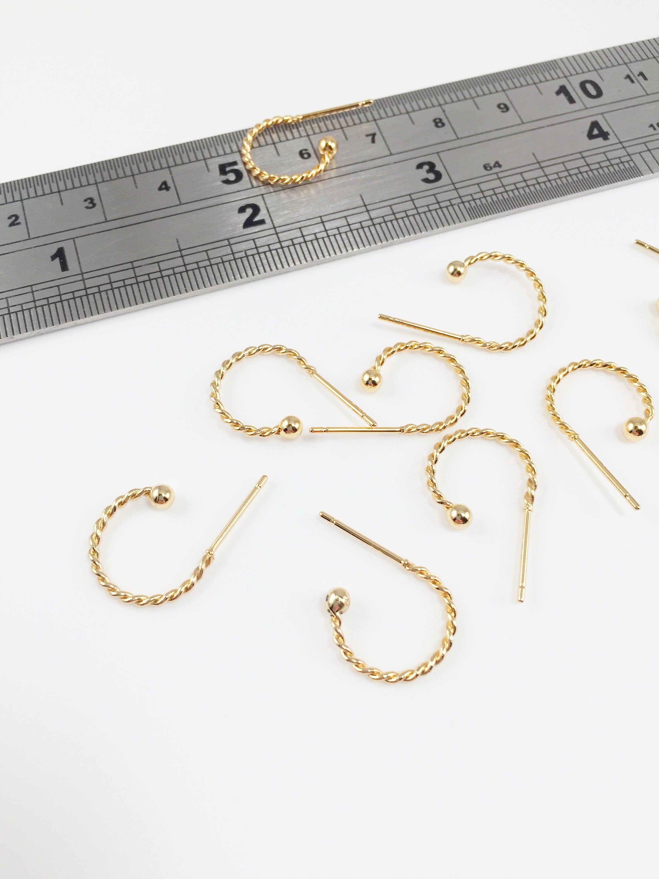 3 pairs x Gold Earring Hoops Stainless Steel Twisted Hoop, 13x11mm (1910)