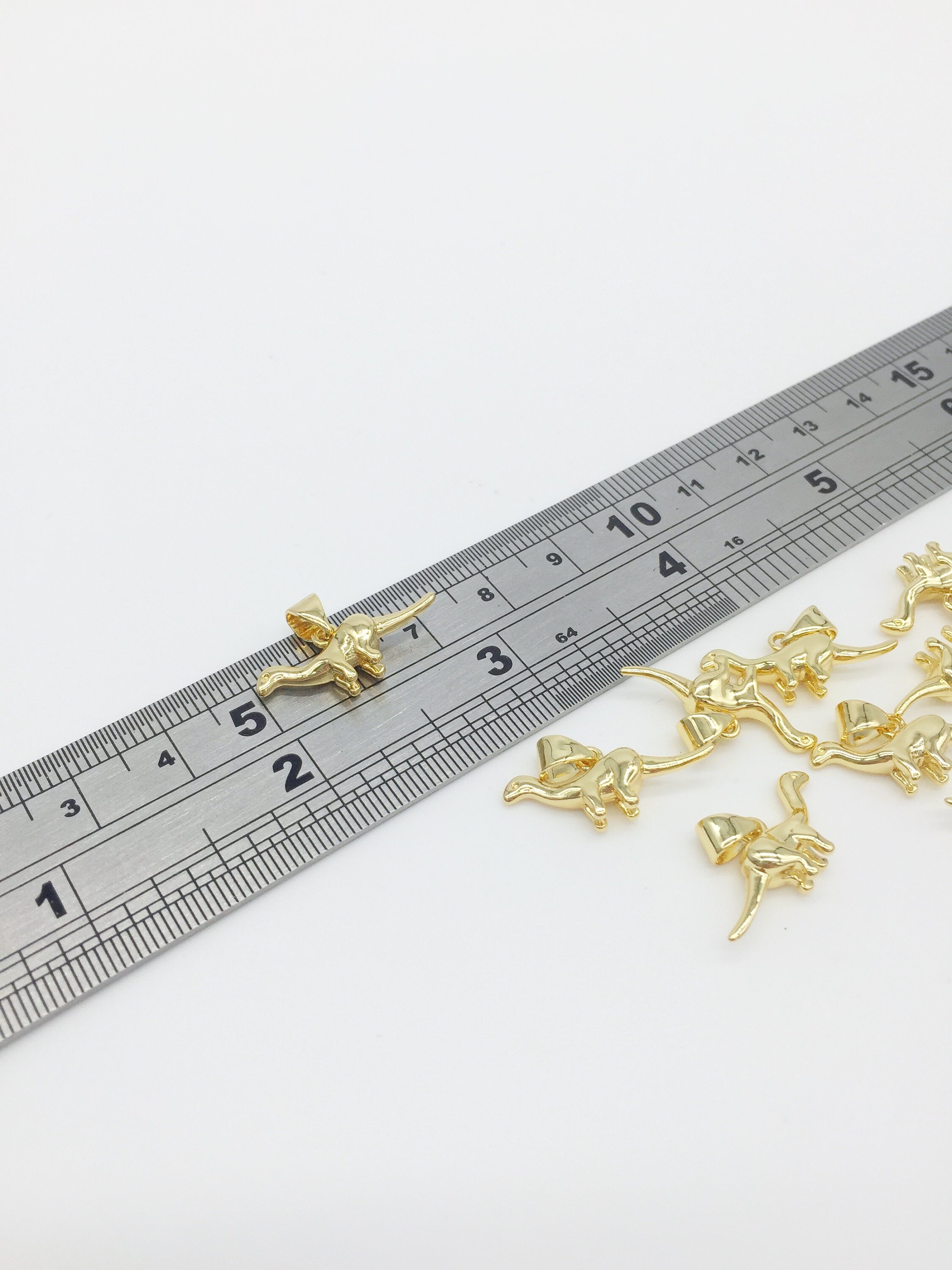 1 x 18K Gold Plated 3D Dinosaur Charm, 22x9.5mm