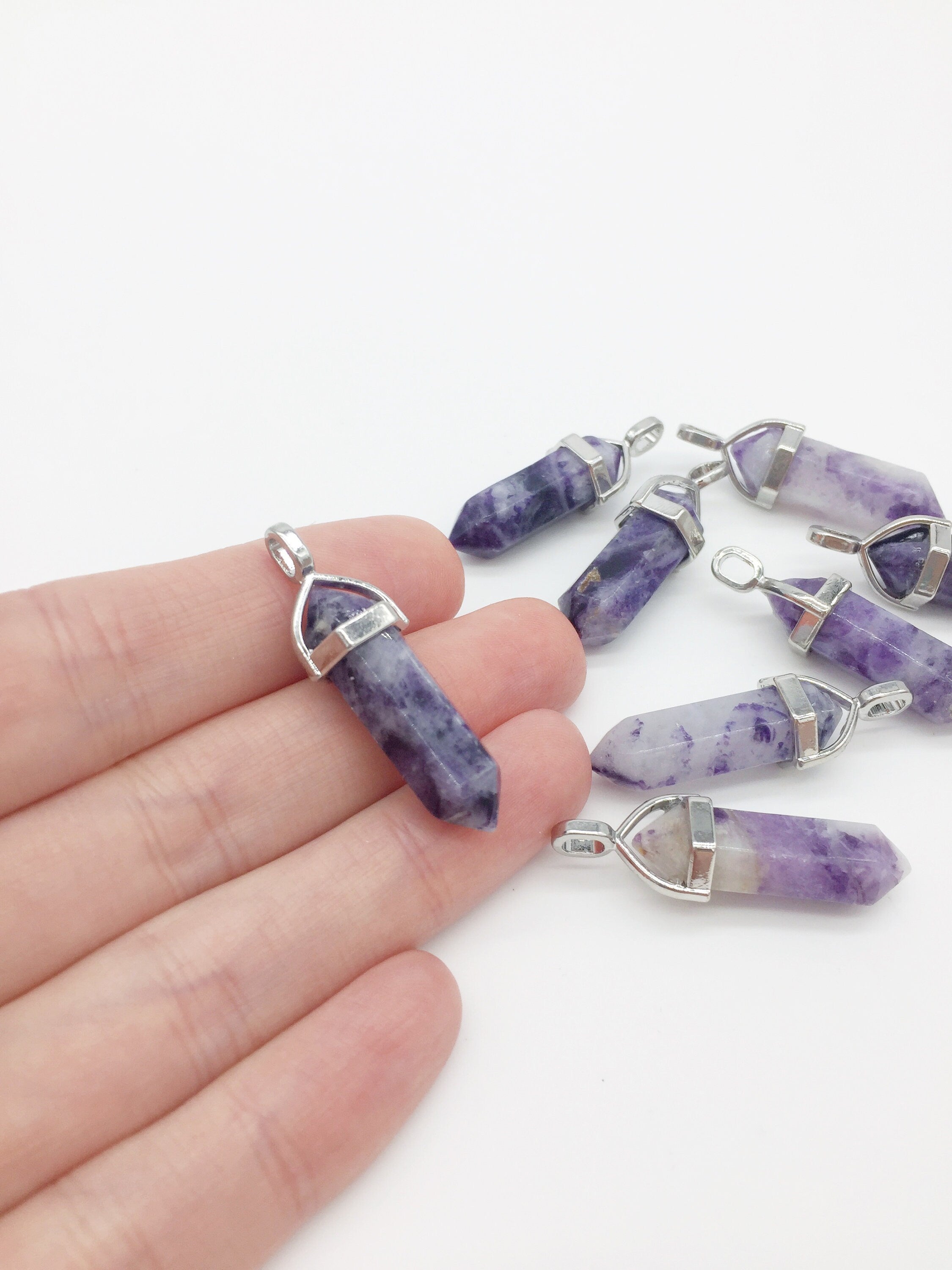 1 x Pointed Charoite Crystal Pendant, 43x13mm (0402)