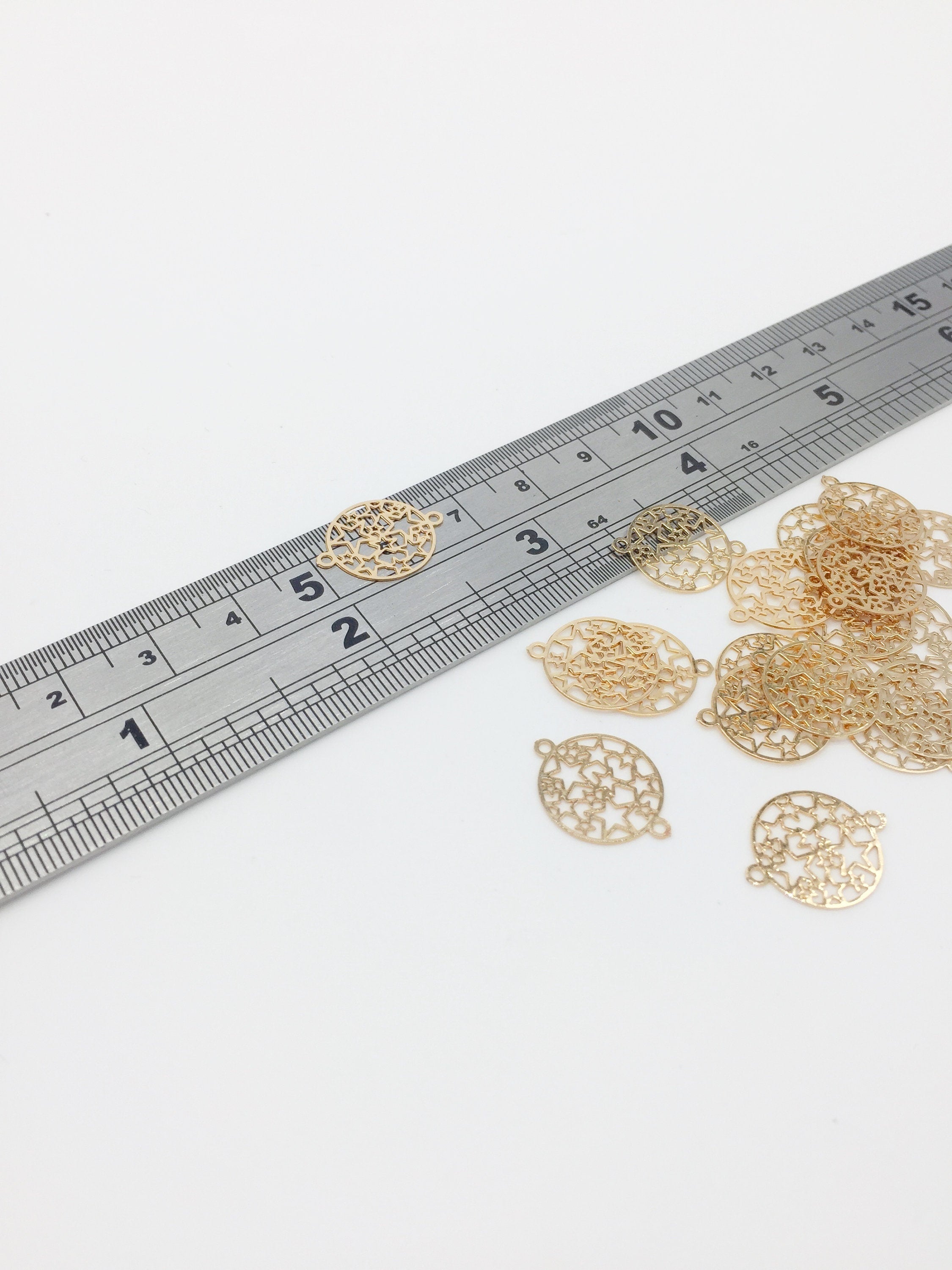 10 x Gold Plated Filigree Star Connectors, 17x13mm