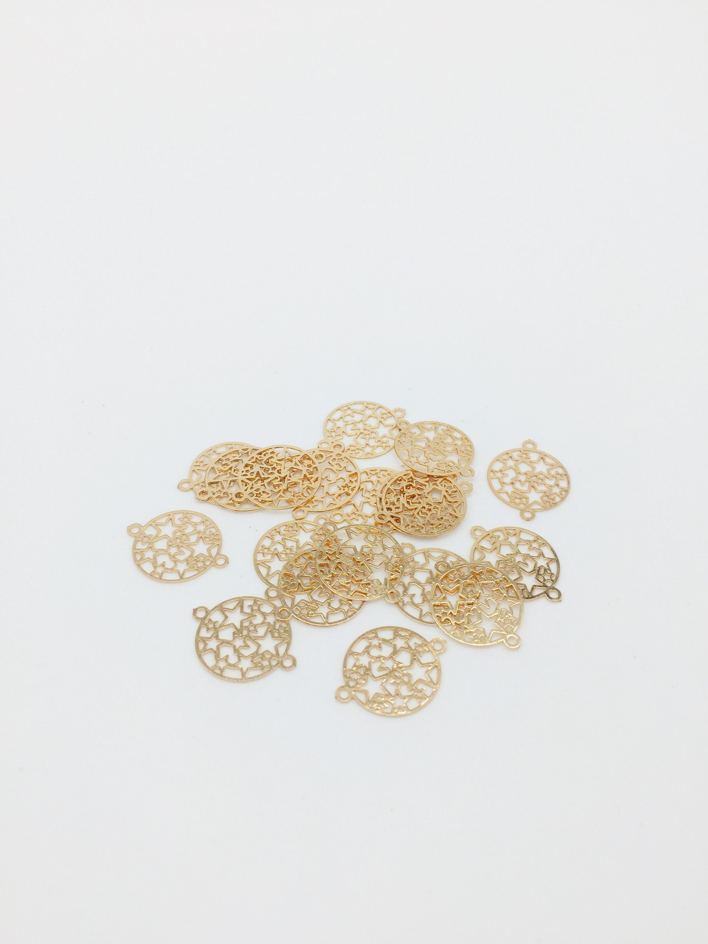 10 x Gold Plated Filigree Star Connectors, 17x13mm