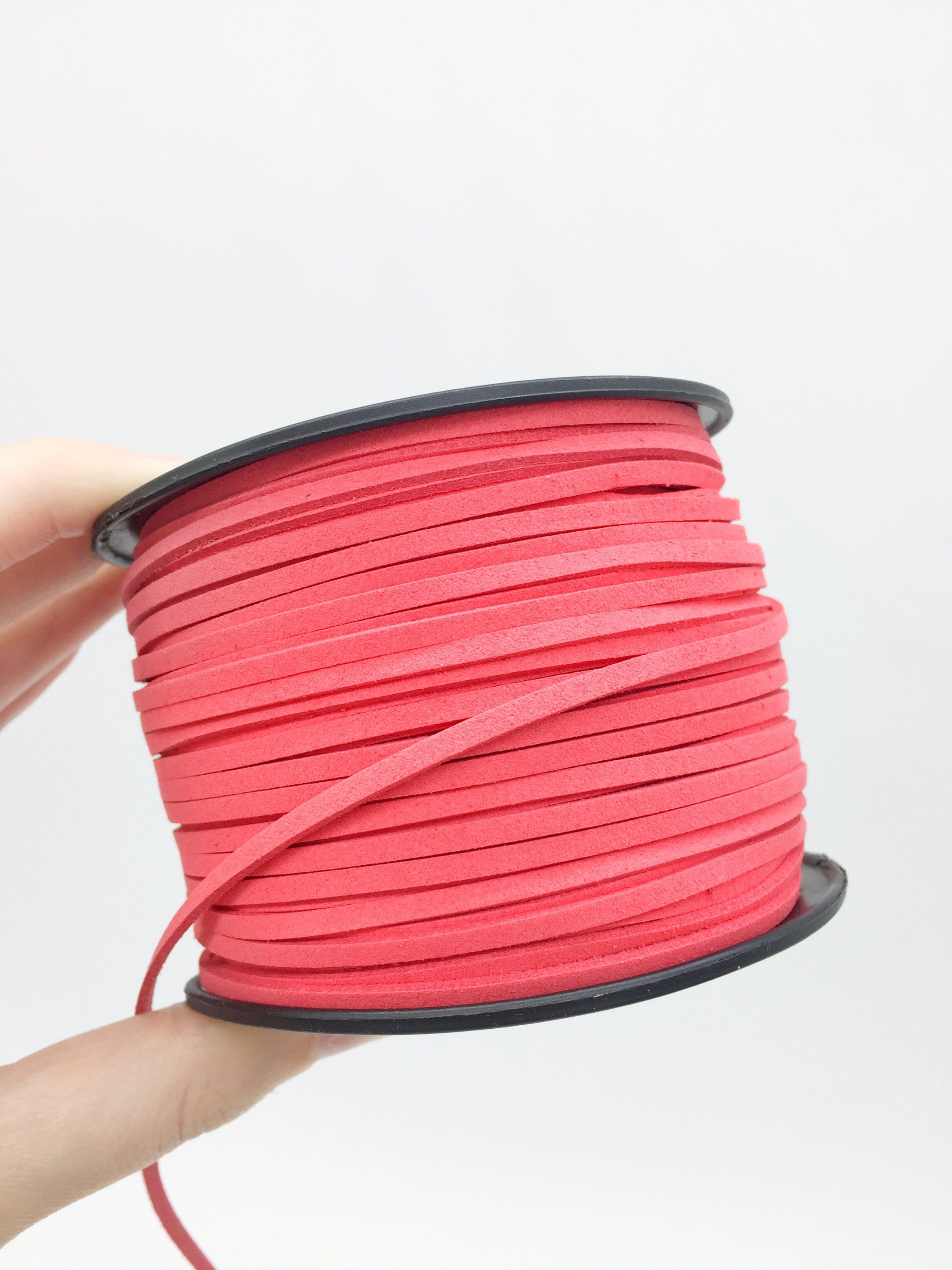 Coral Red Suede Cord, 3x1.5mm (R1)