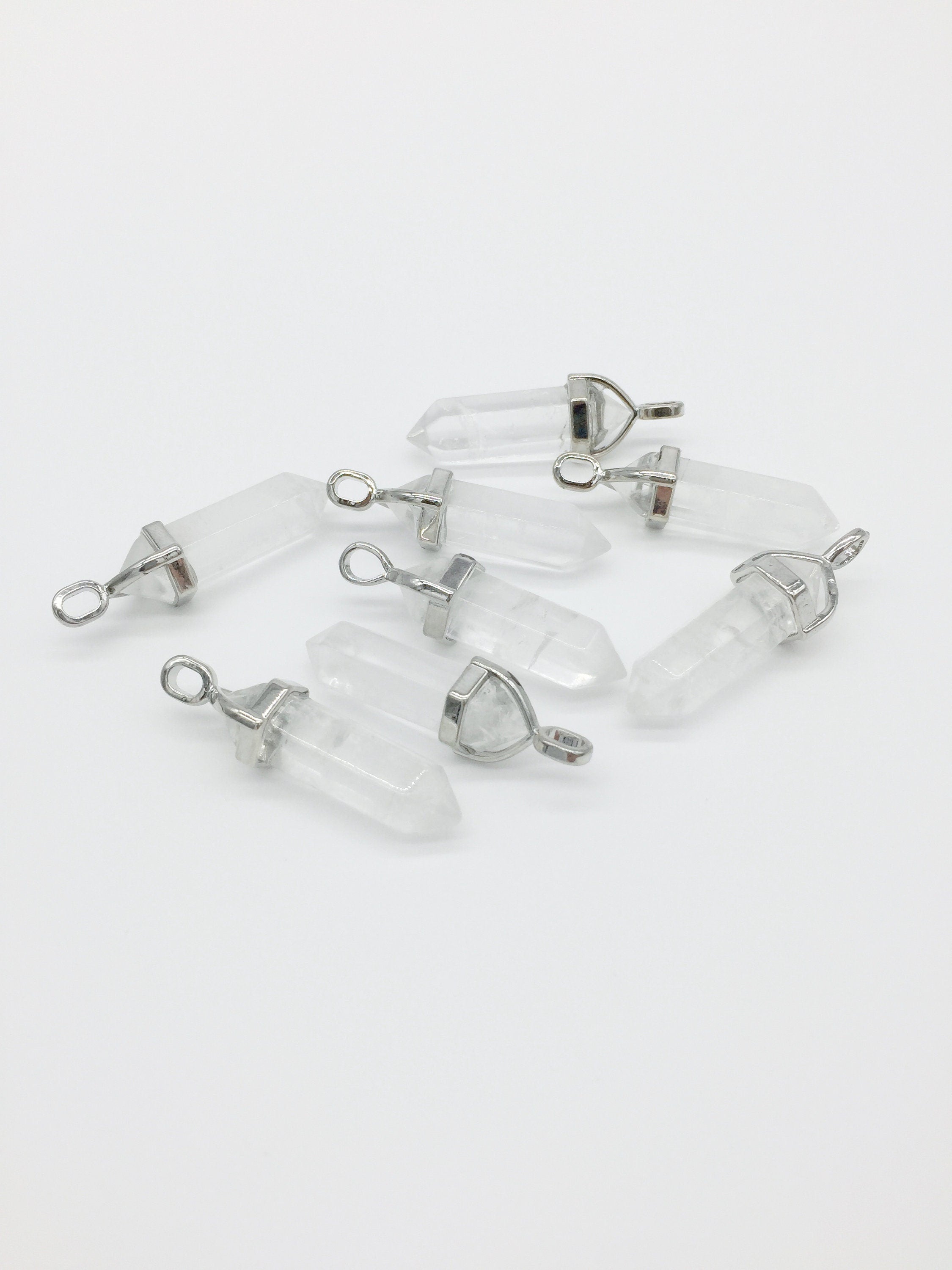 1 x Clear Quartz Pointed Pendant, 43x13mm