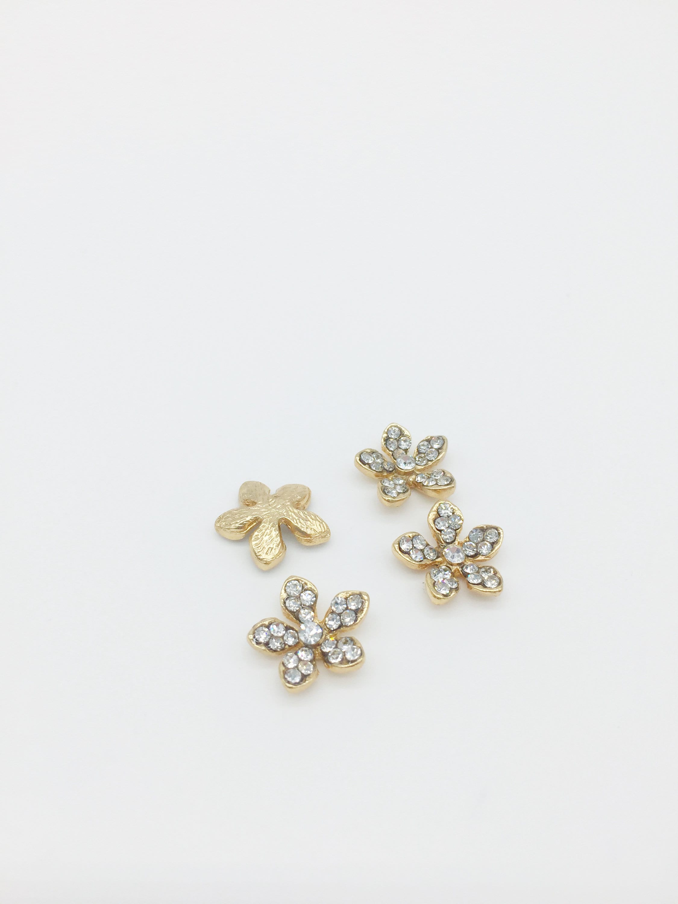 4 x Champagne Gold Crystal Flower Cabochons, 15mm