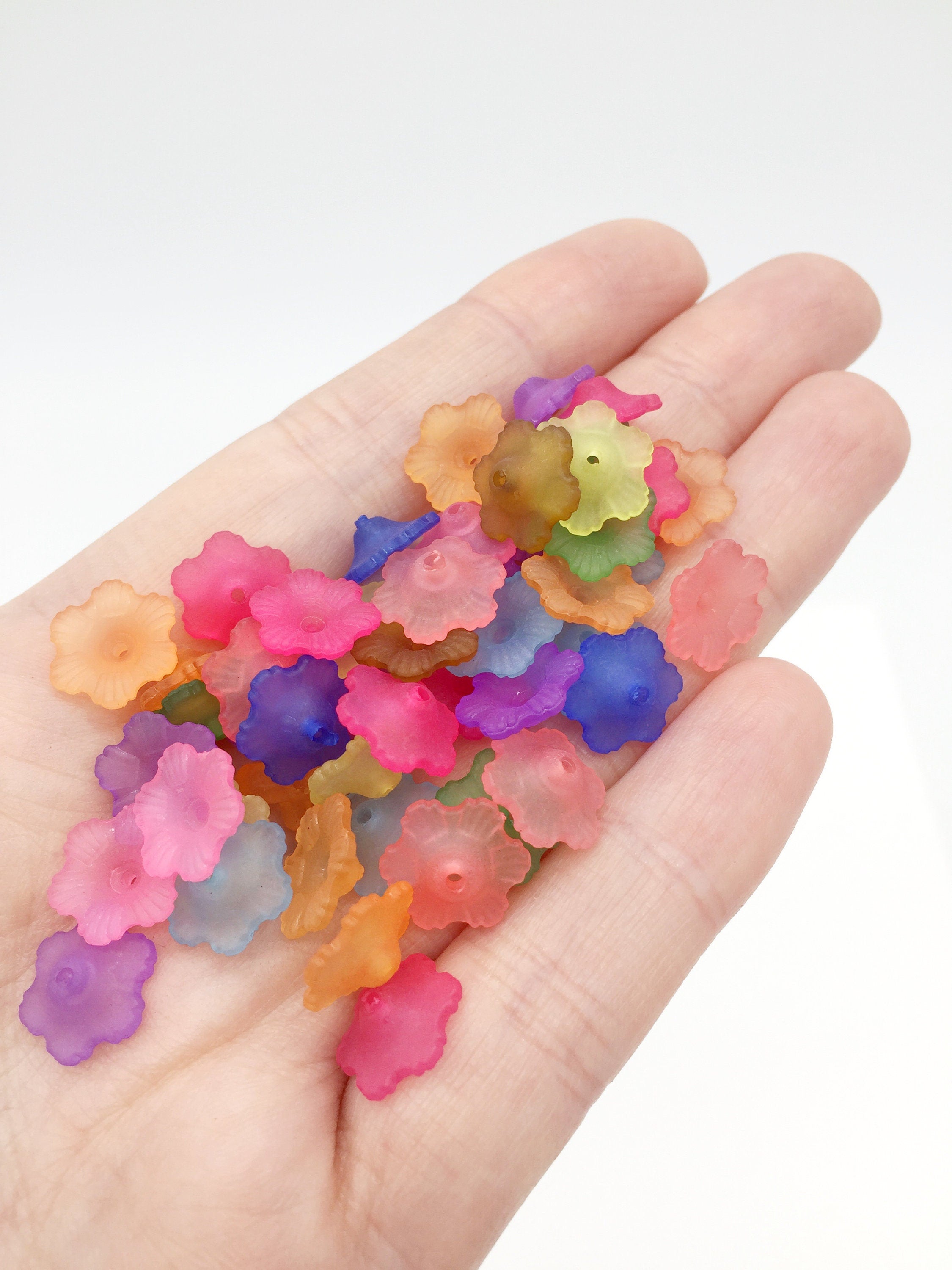 50 x Multicolour Lucite Flower Beads, 11mm Mixed Colour Flowers (3211)