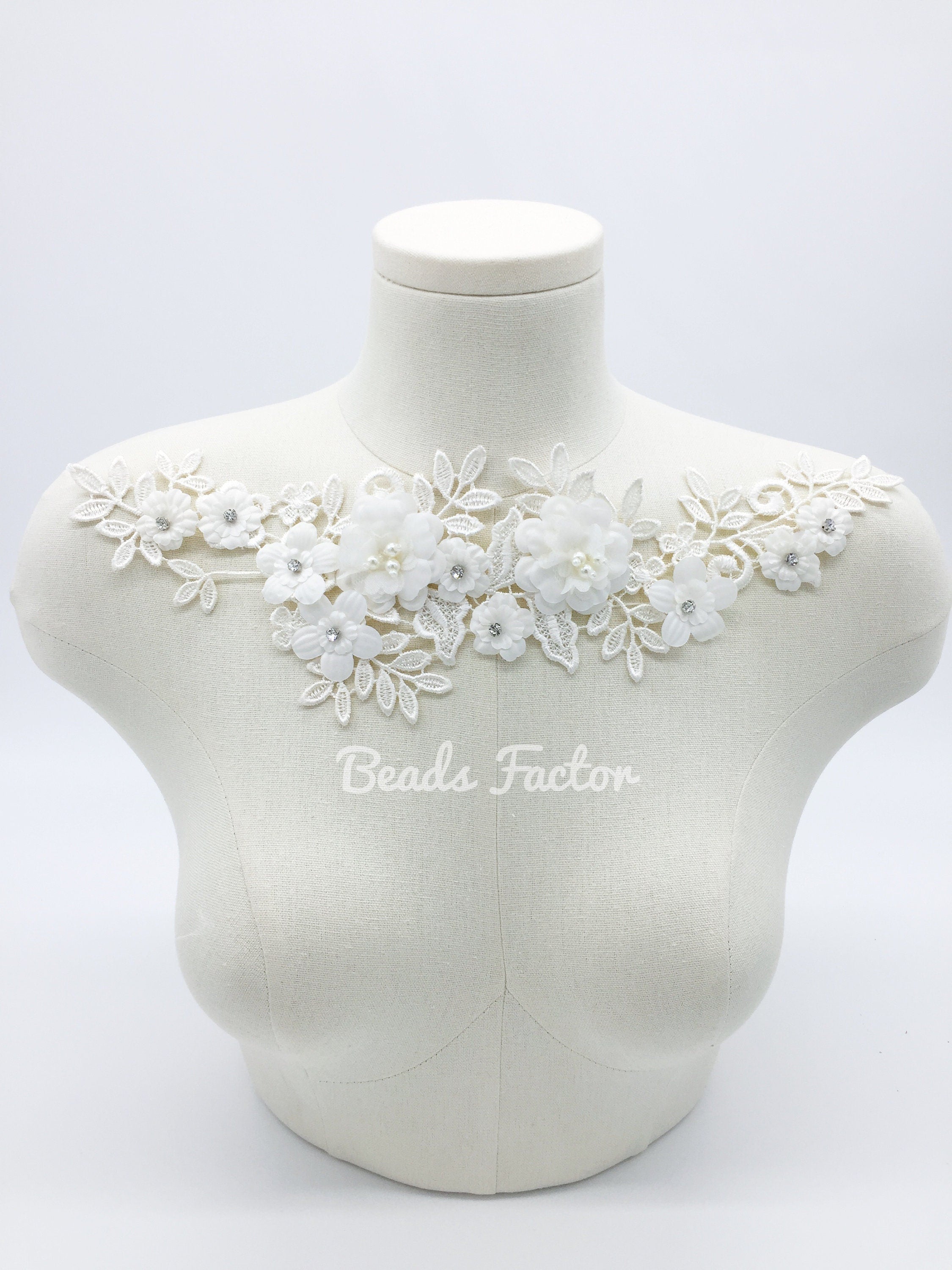 Off-white 3D Flowers Lace Applique, 3D Floral Lace