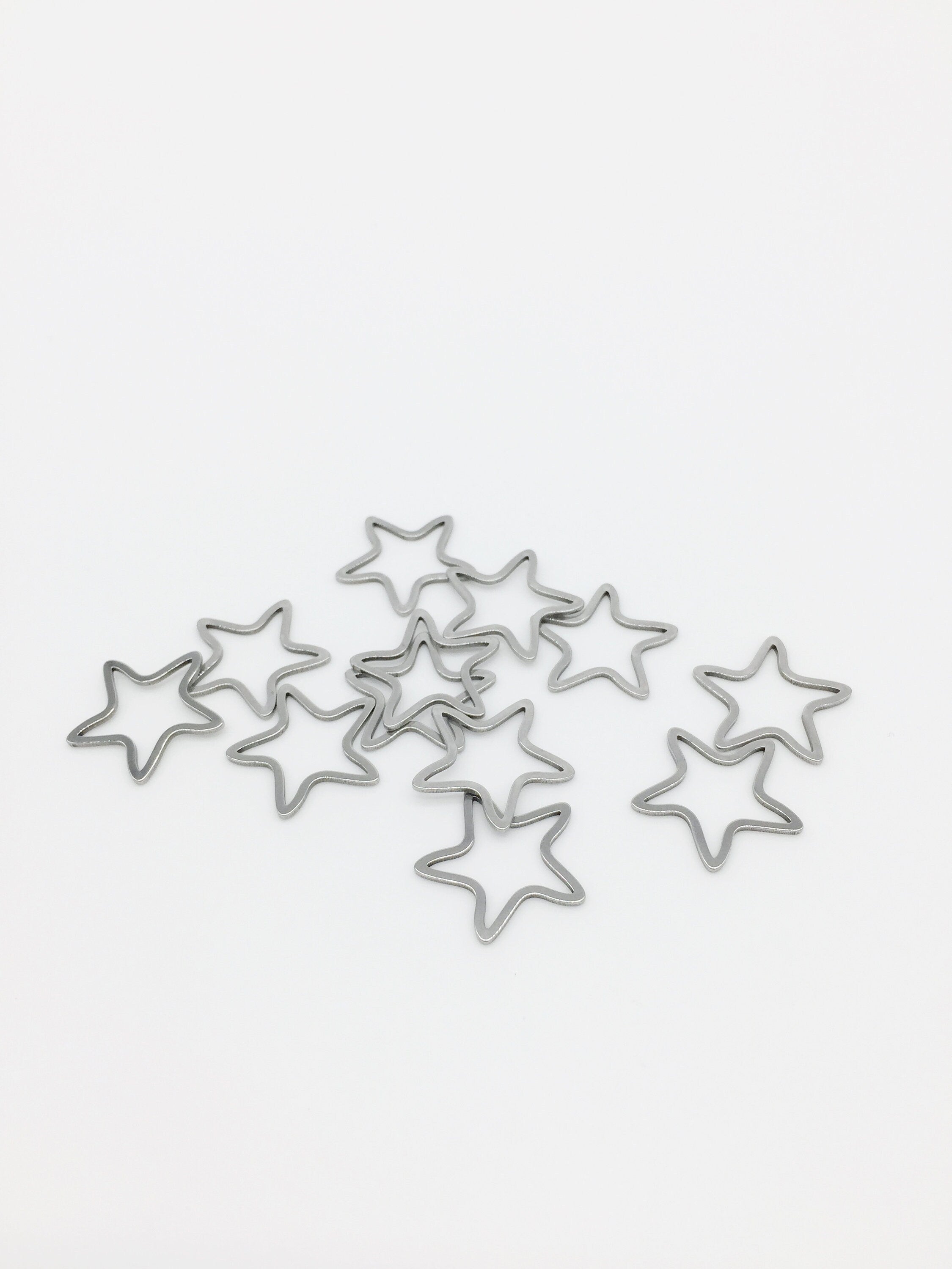 10 x Stainless Steel Star Jewellery Links, 17mm (3274)