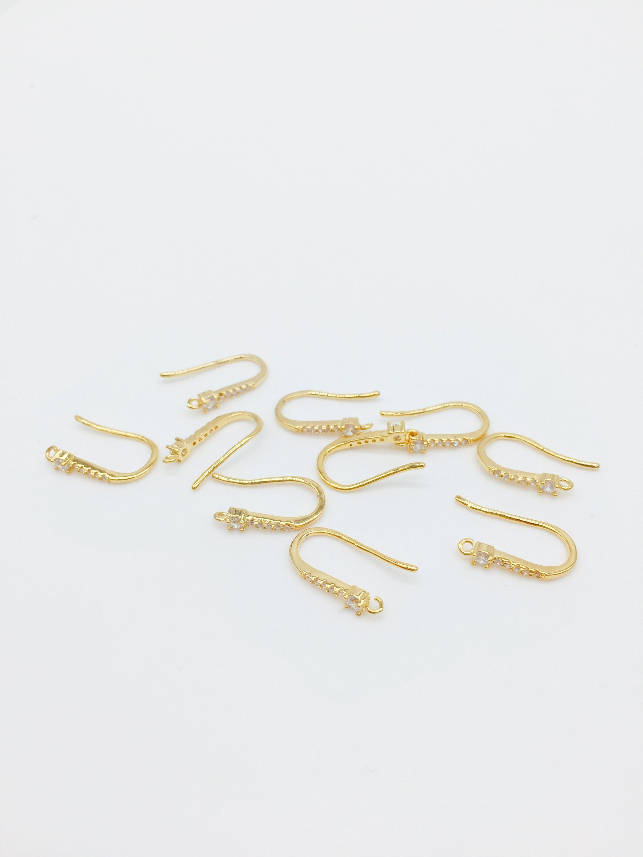1 pair x 18K Gold Plated Micro Pave Cubic Zirconia Earring Hooks (2848)