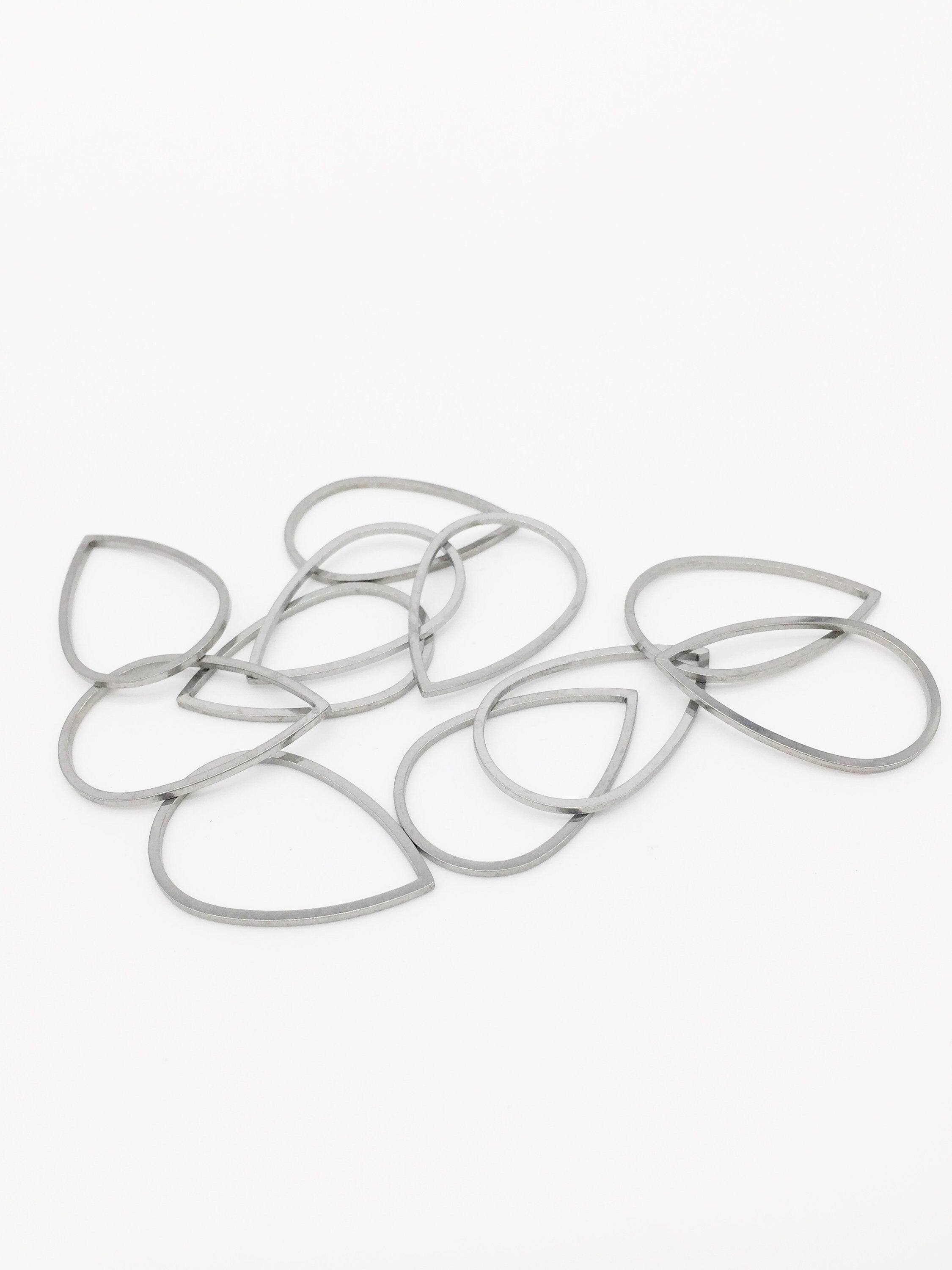 8 x Stainless Steel Teardrop Links, 29x20mm Teardrop Jewellery Connectors (3246)