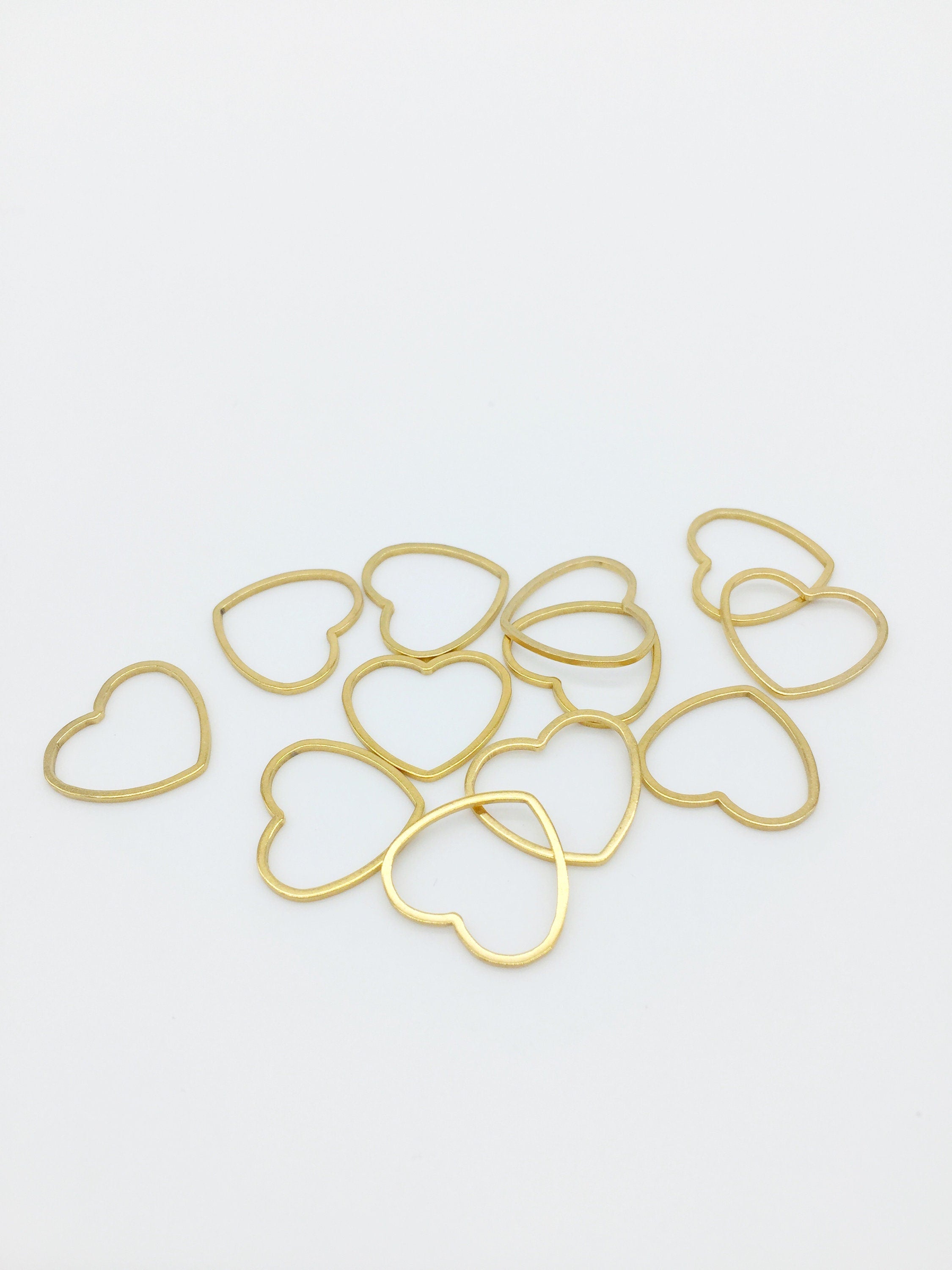4 x Gold Plated Stainless Steel Heart Connectors, 15x16mm Gold Heart Links (1246)