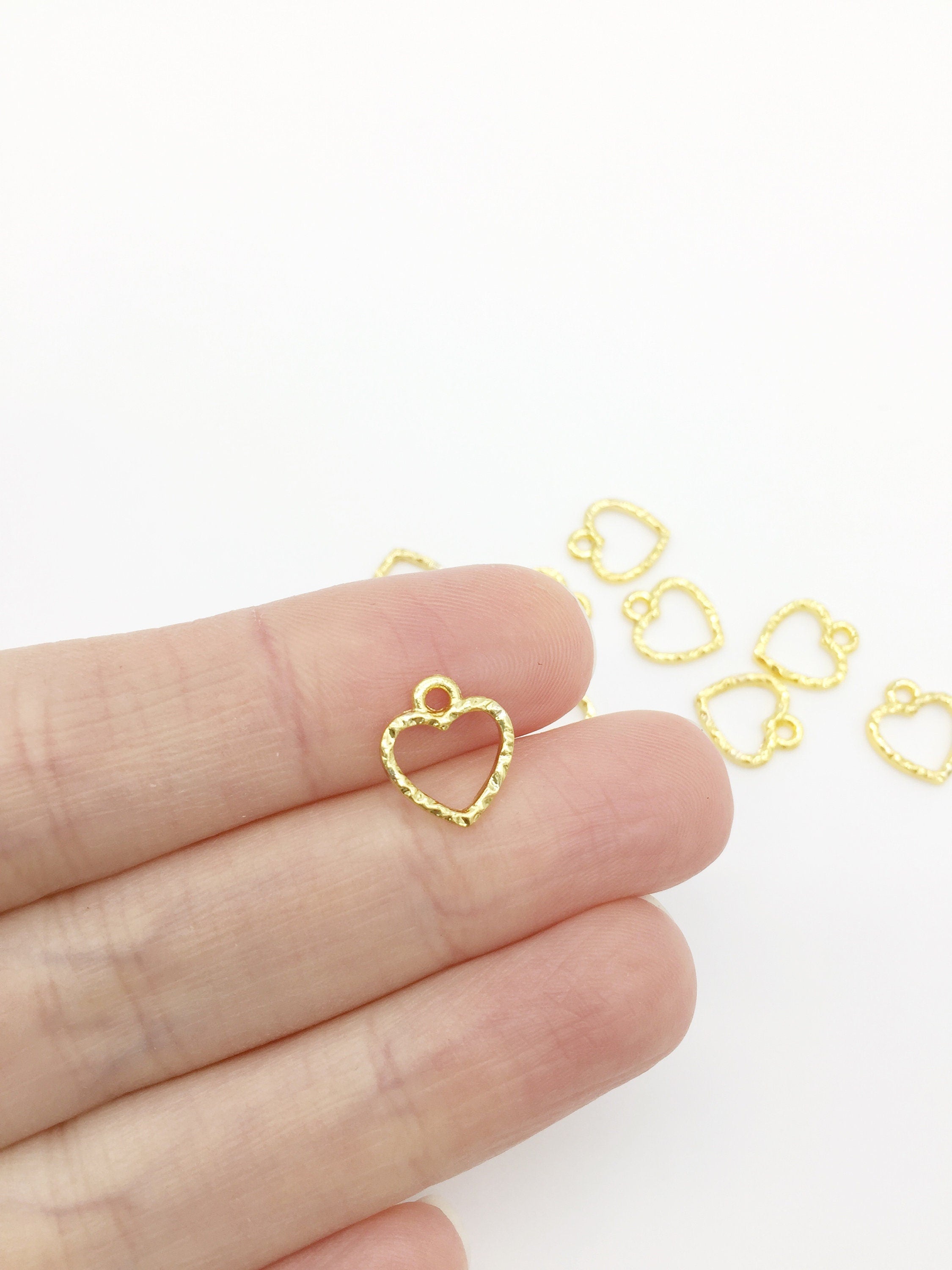 10 x Small Open Back Heart Bezel Charms, 12x10.5mm (1268)