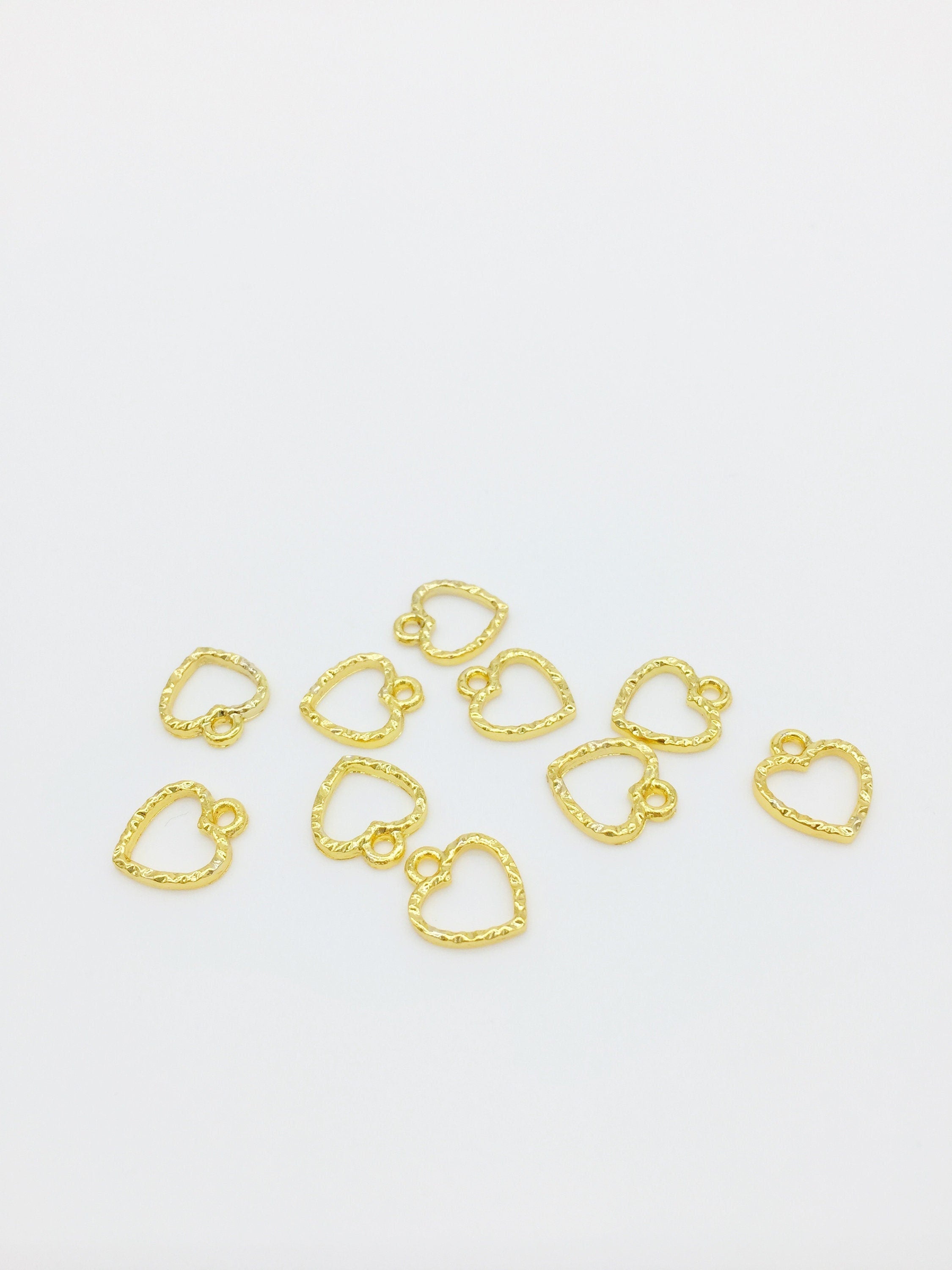10 x Small Open Back Heart Bezel Charms, 12x10.5mm (1268)