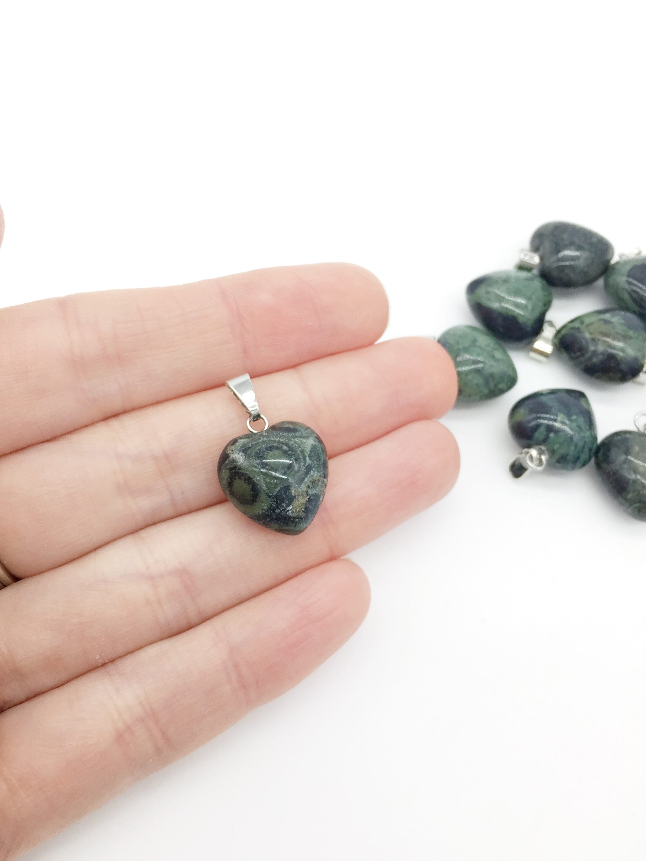 1 x Puffy Heart Kambaba Jasper Pendant, 19x15mm (1534)