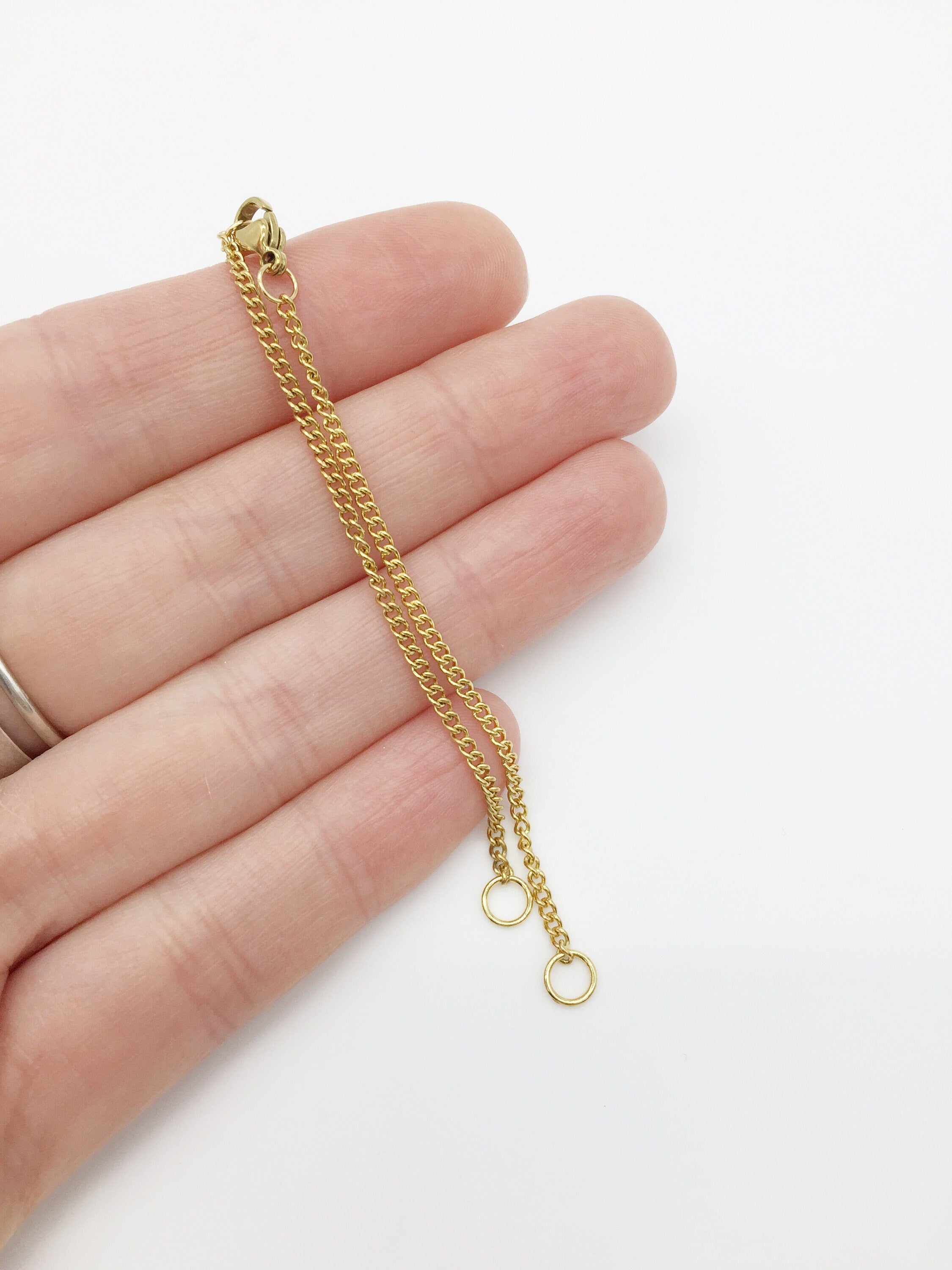 1 x Gold Plated Stainless Steel Bracelet Chain Blanks (3455)