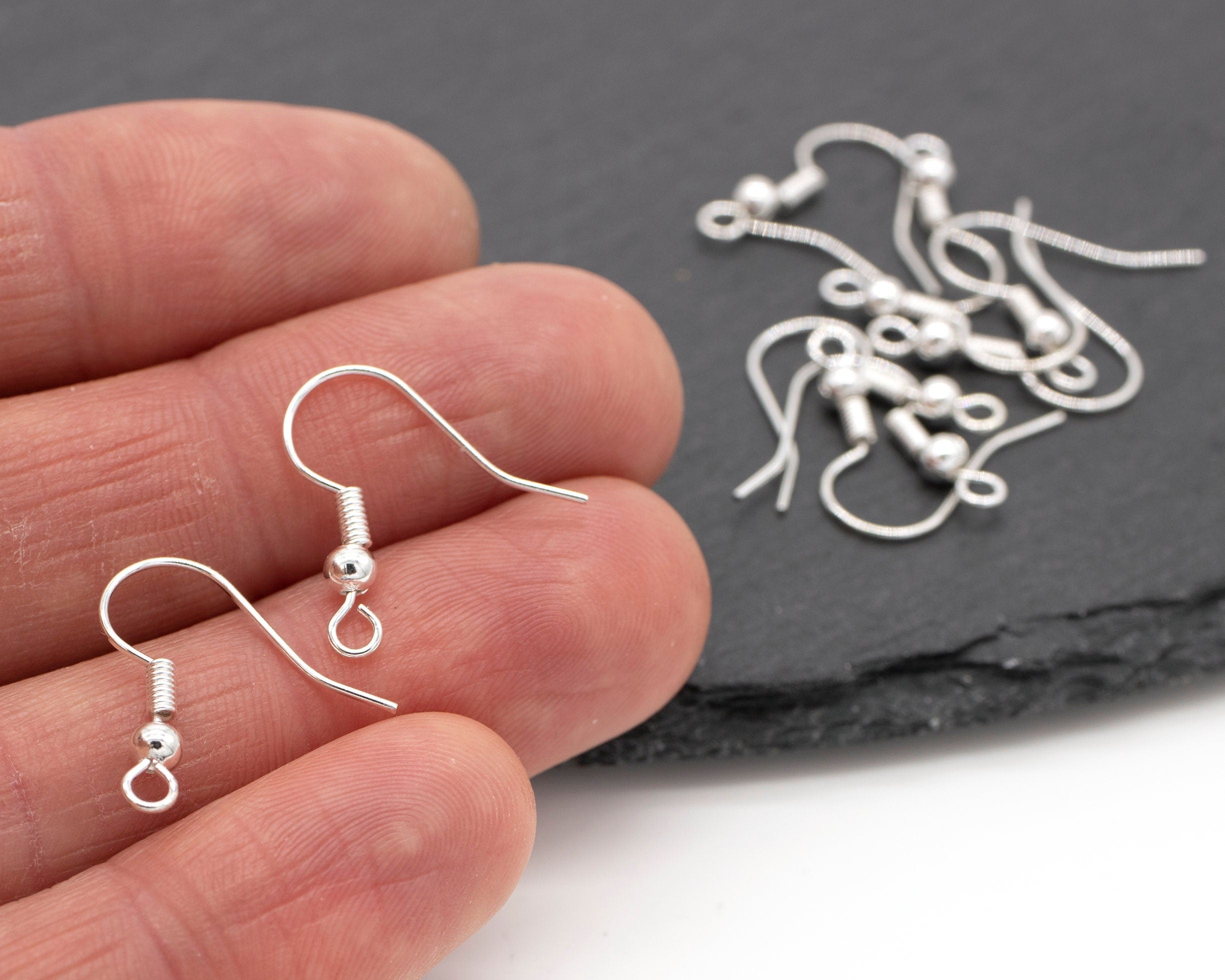 10 pairs x 925 Sterling Silver Plated Steel Fishhook Earring Wire, 18x20mm
