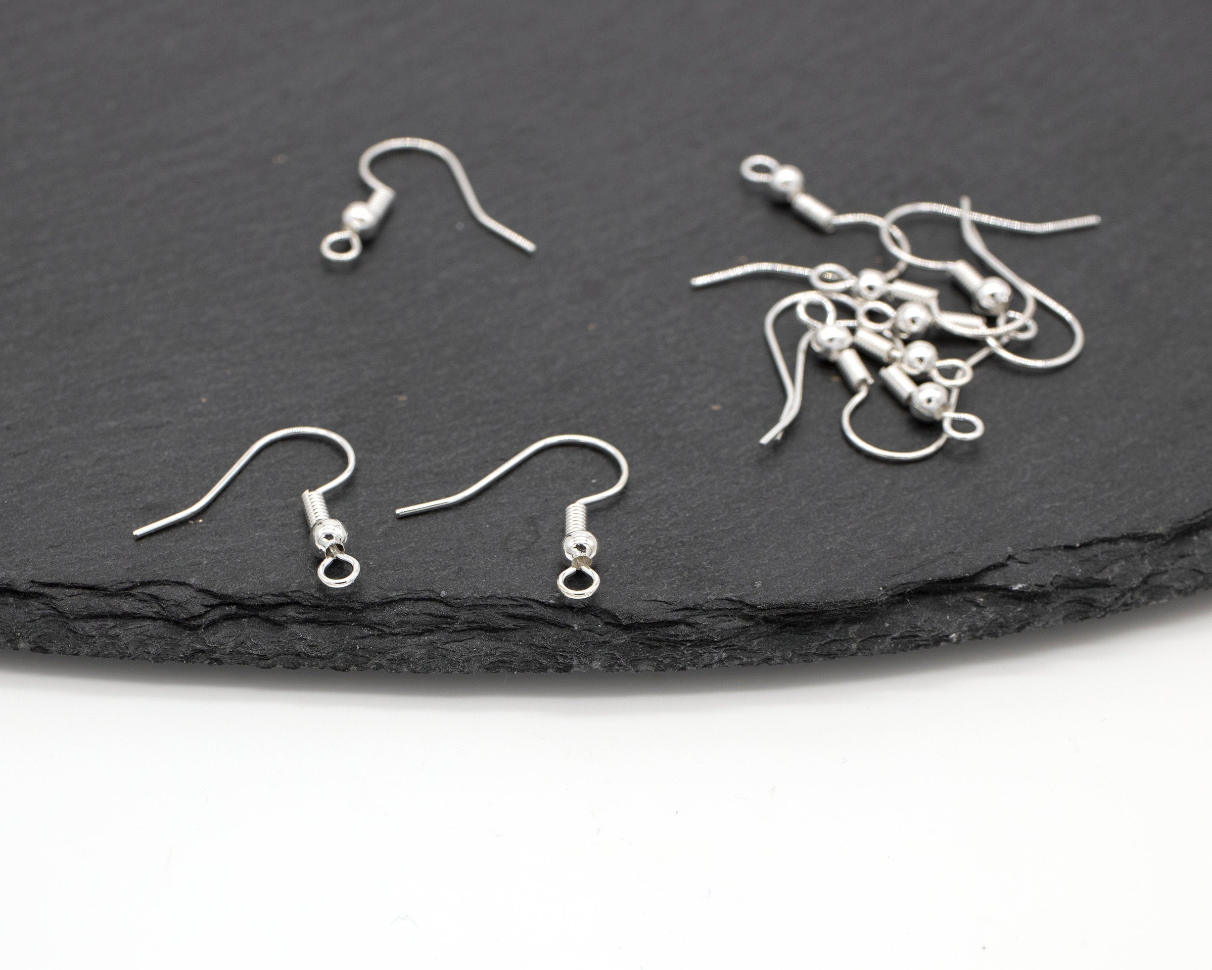 10 pairs x 925 Sterling Silver Plated Steel Fishhook Earring Wire, 18x20mm