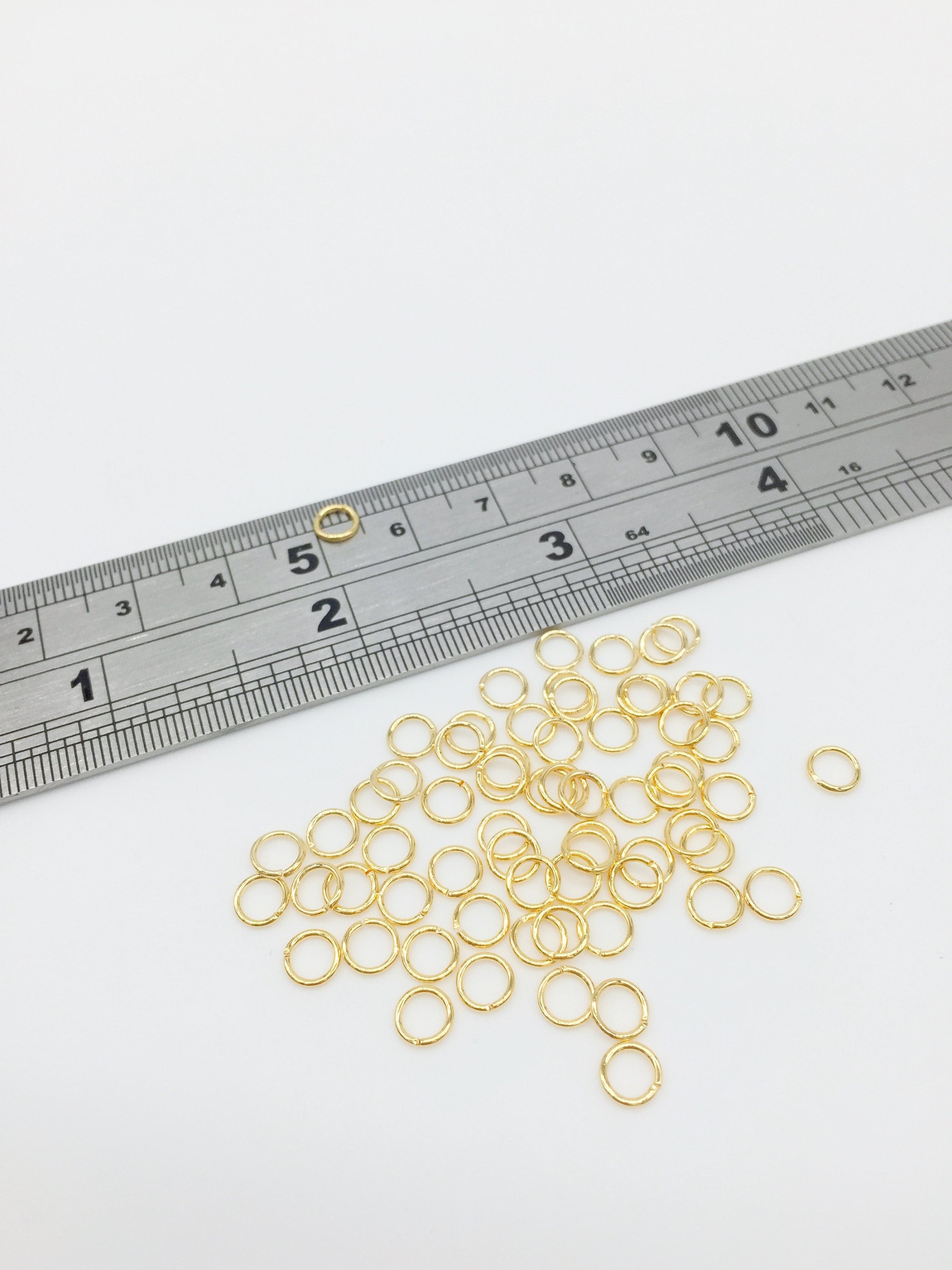 100 x 18K Gold Plated Brass Jump Rings, 5x0.7mm (3333)