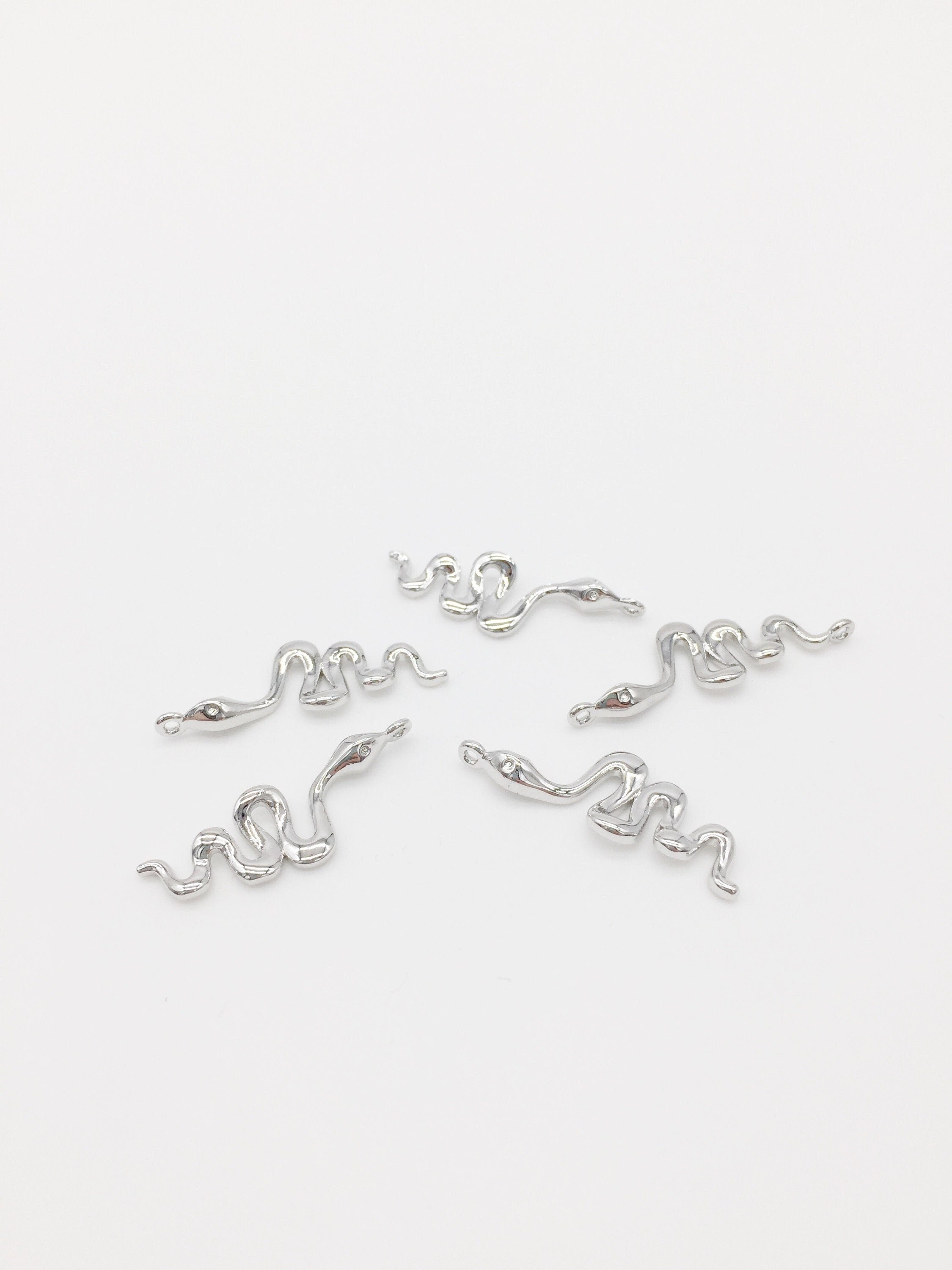 1 x Platinum Plated Snake Charm, 28x9mm (1367)