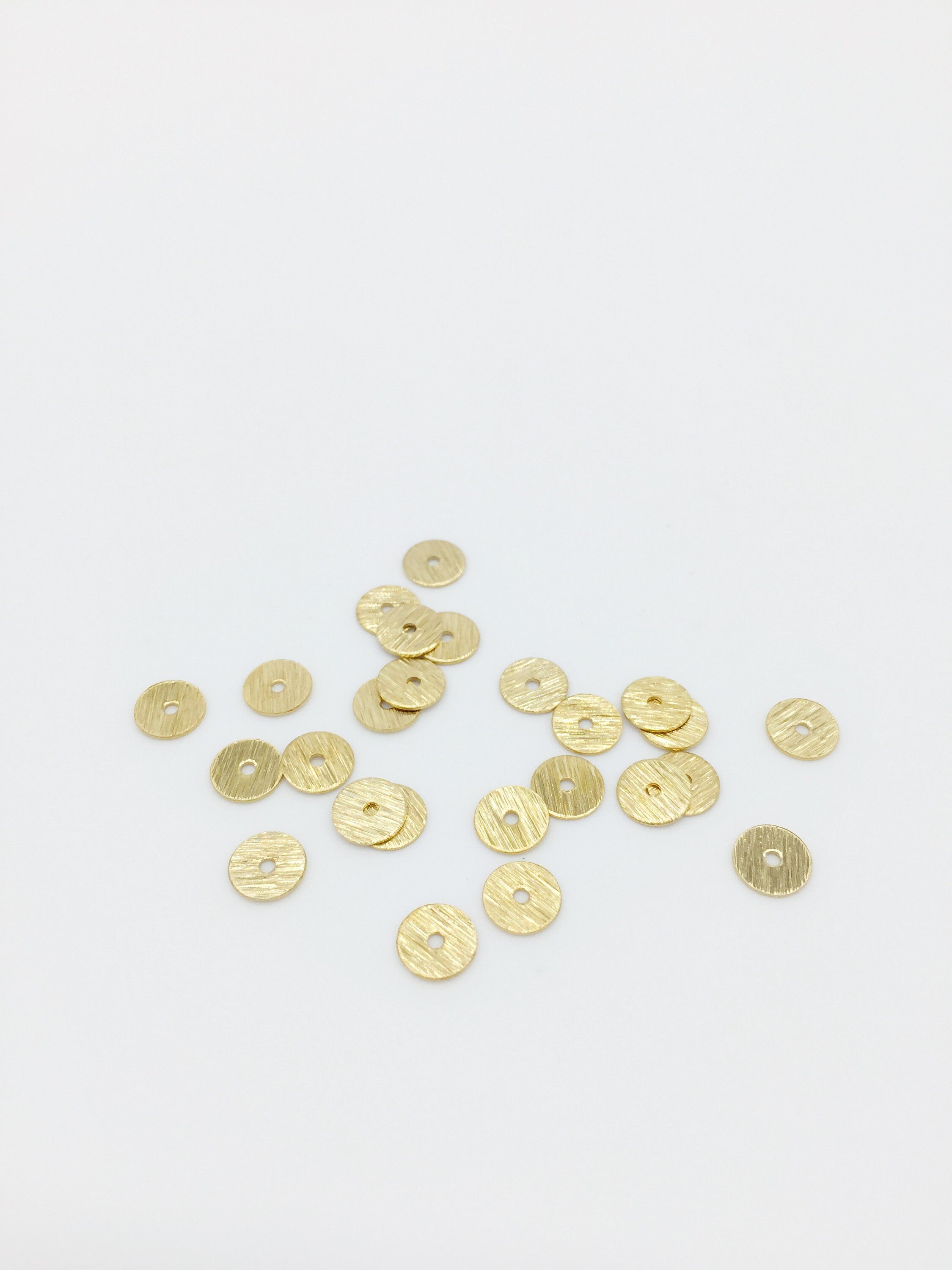 50 x Textured Gold Brass Heishi Spacer Beads, 6mm (0054)