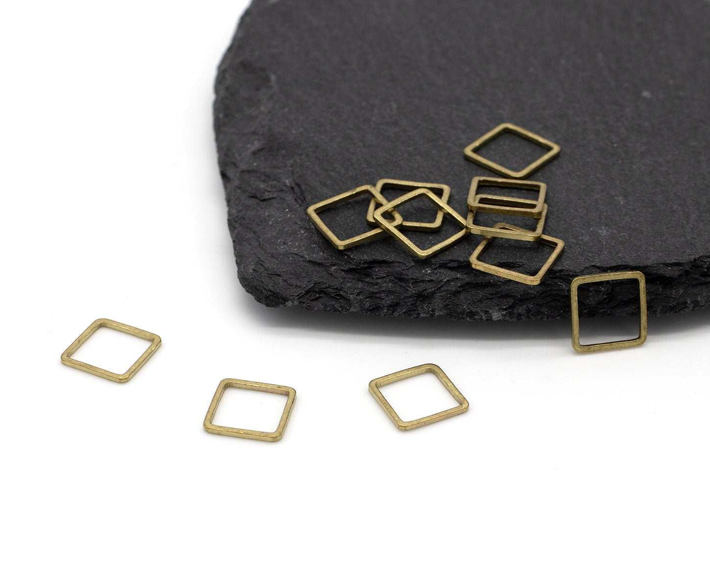 24 x Raw Brass Square Connectors, 10mm (C0670)