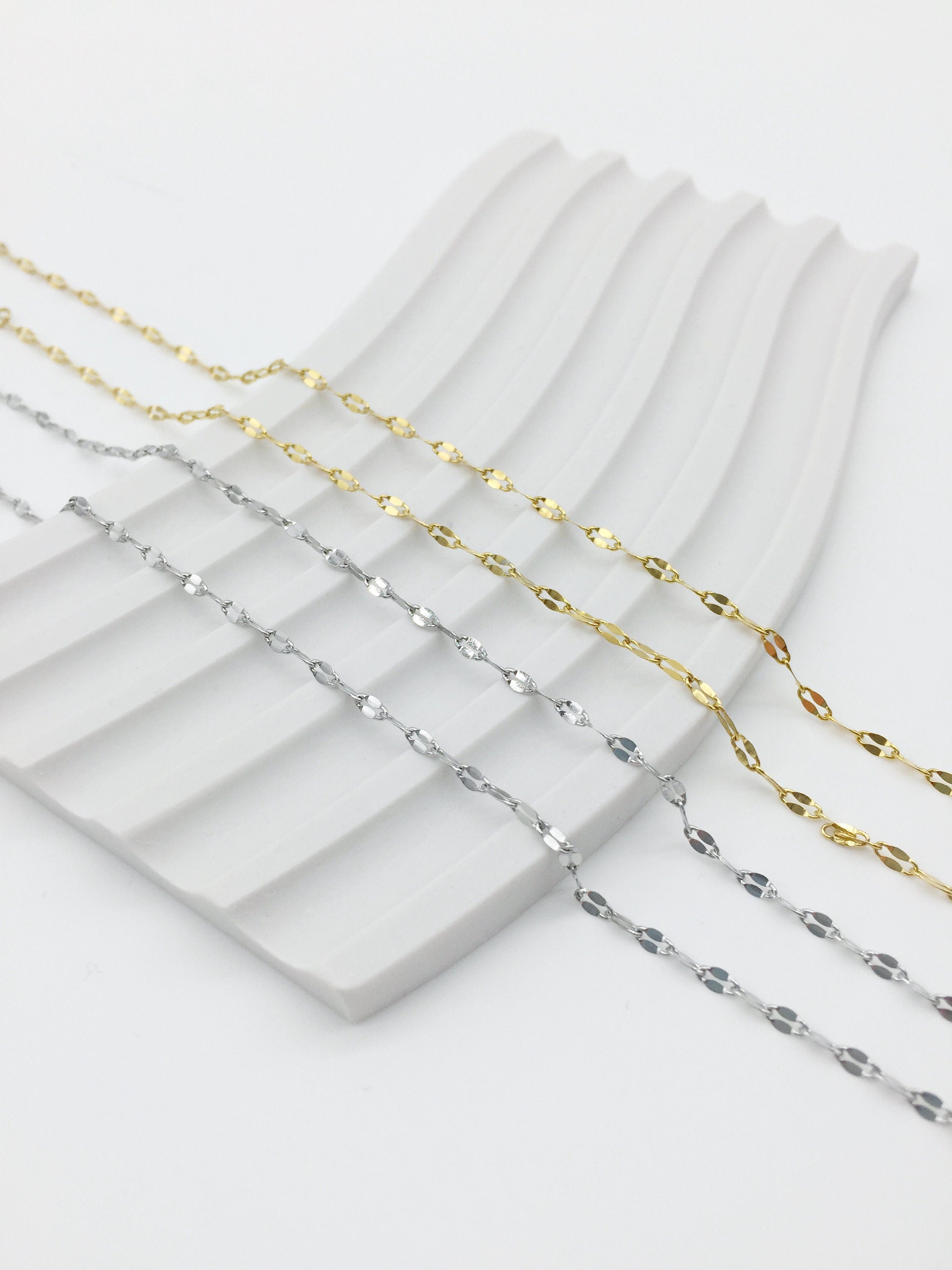 1 x Stainless Steel Fine Lip Chain Blanks, 40cm/15.7 inches, Gold or Silver Colour