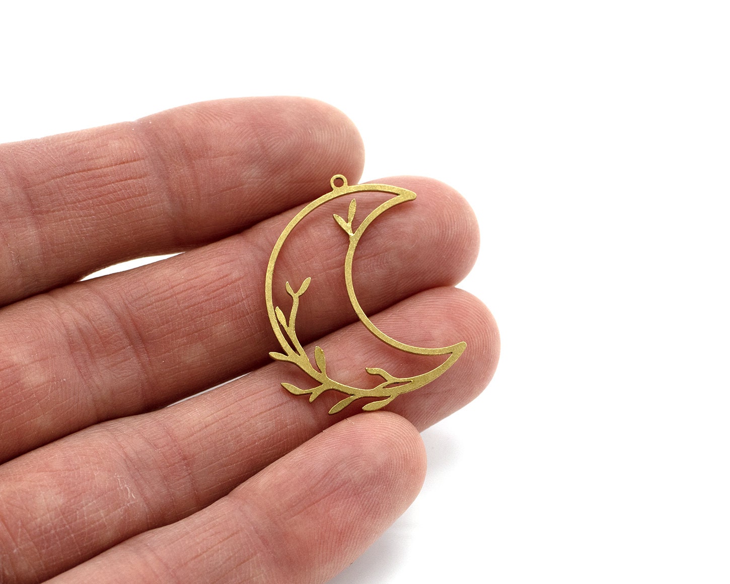 2 x Raw Brass Crescent Moon Charms, 31x22mm (C0667)