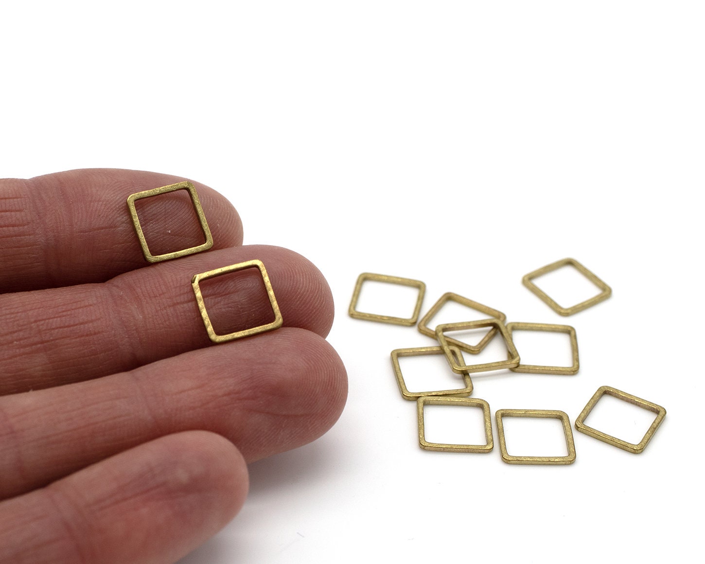 24 x Raw Brass Square Connectors, 10mm (C0670)