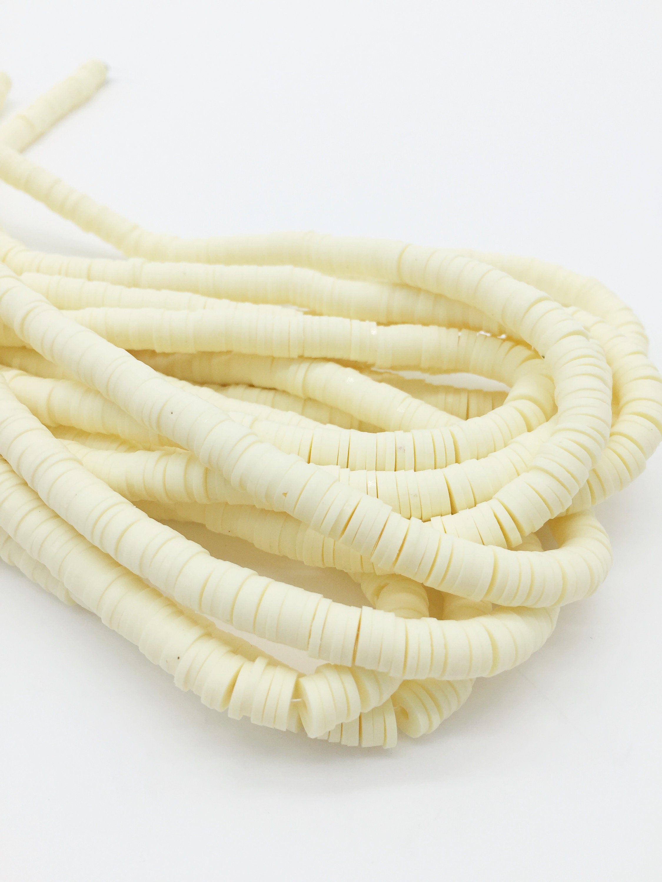 2 strands x Cream Polymer Clay Beads 6mm (3715)