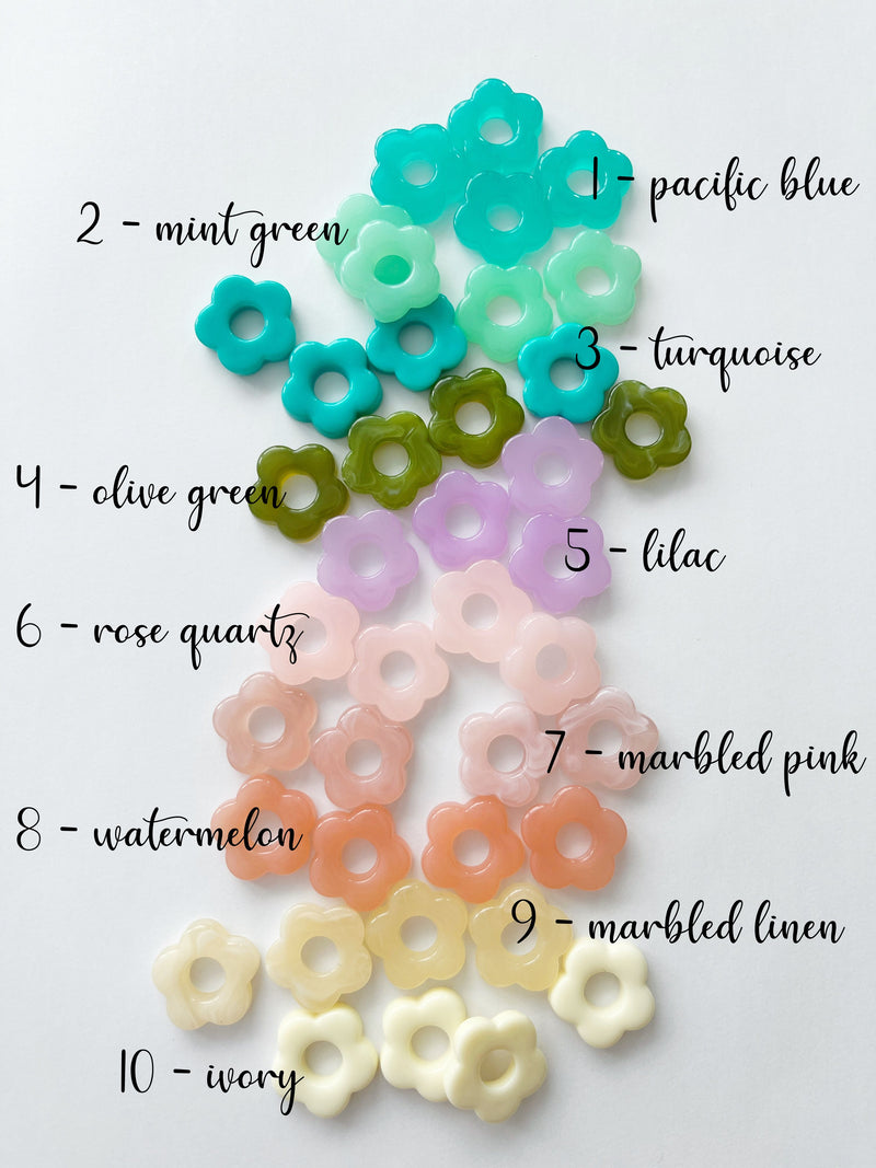 2 x Resin Flower Beads for Hoop Earrings, 20mm