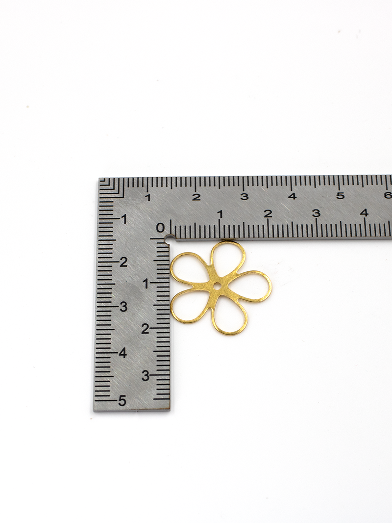 10 x Raw Brass Open Flower Links, 22mm Brass Flower Charms (C0120)
