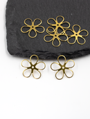 10 x Raw Brass Open Flower Links, 22mm Brass Flower Charms (C0120)