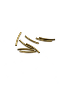 50 x Raw Brass Curved Tube Spacer Beads, 20x2mm